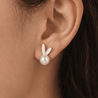 Pearl Rabbit Earrings