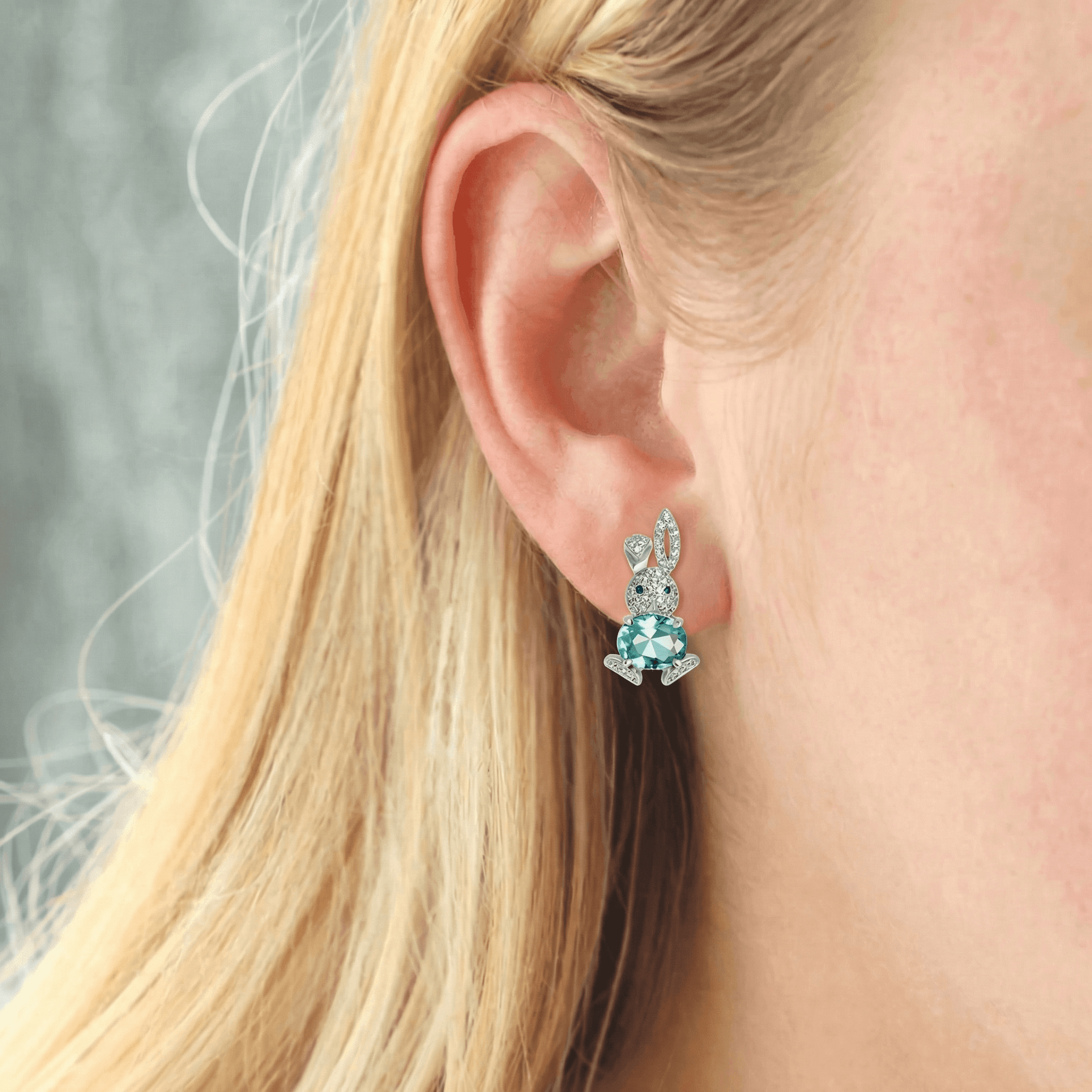 Diamond Rabbit Earring