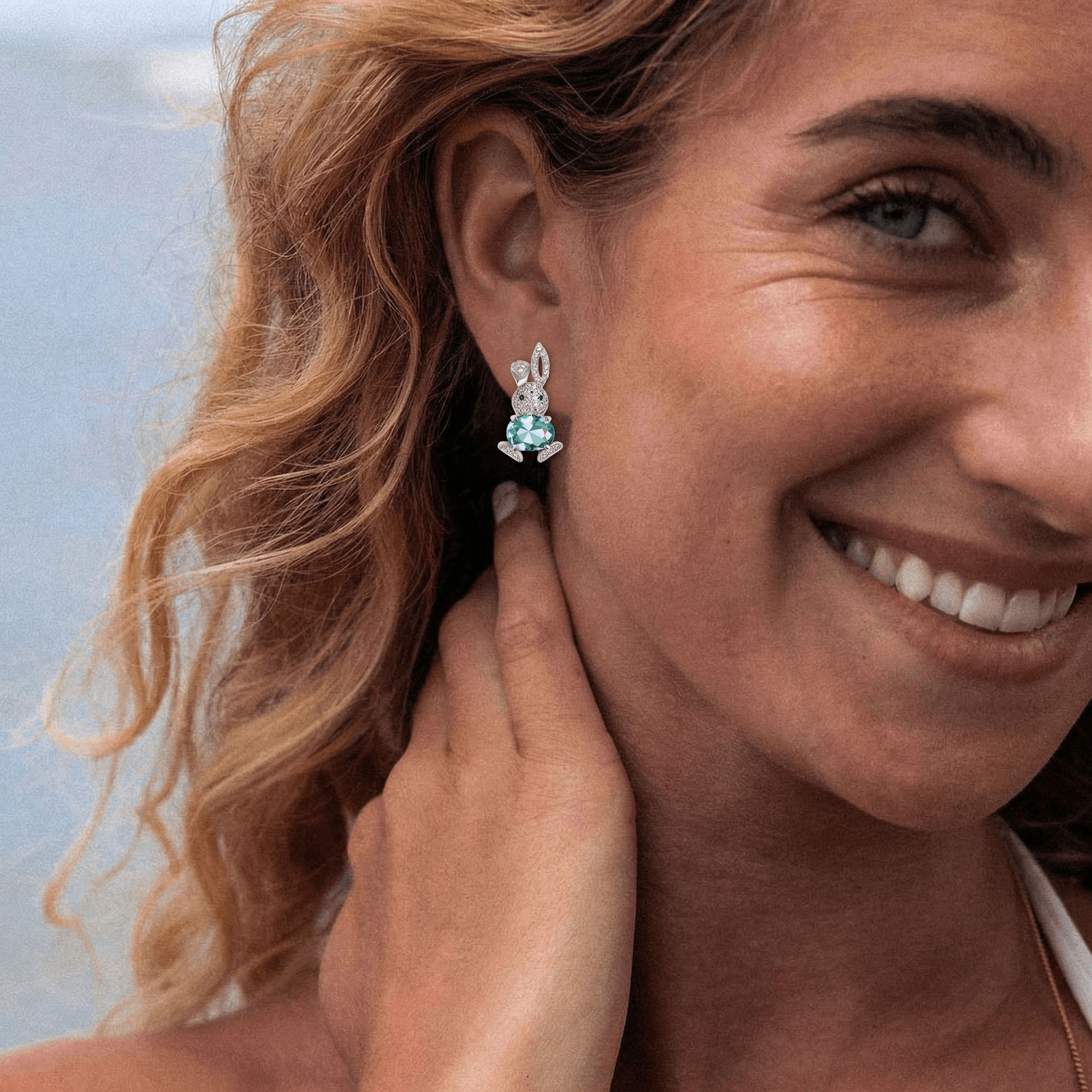 Diamond Rabbit Earring