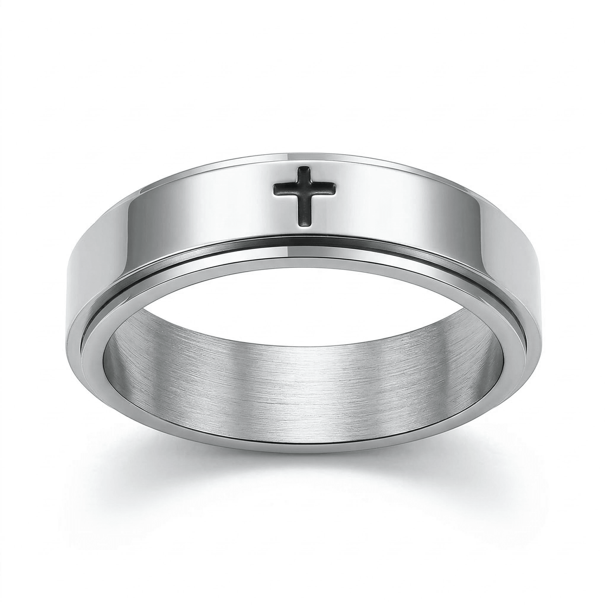 Rotating Minimalist Cross Ring