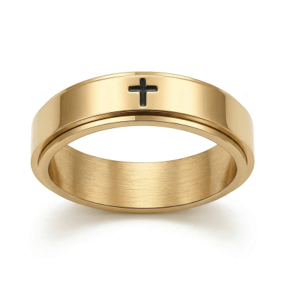 Rotating Minimalist Cross Ring