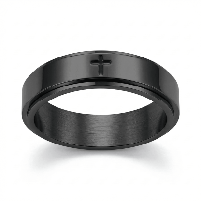 Rotating Minimalist Cross Ring