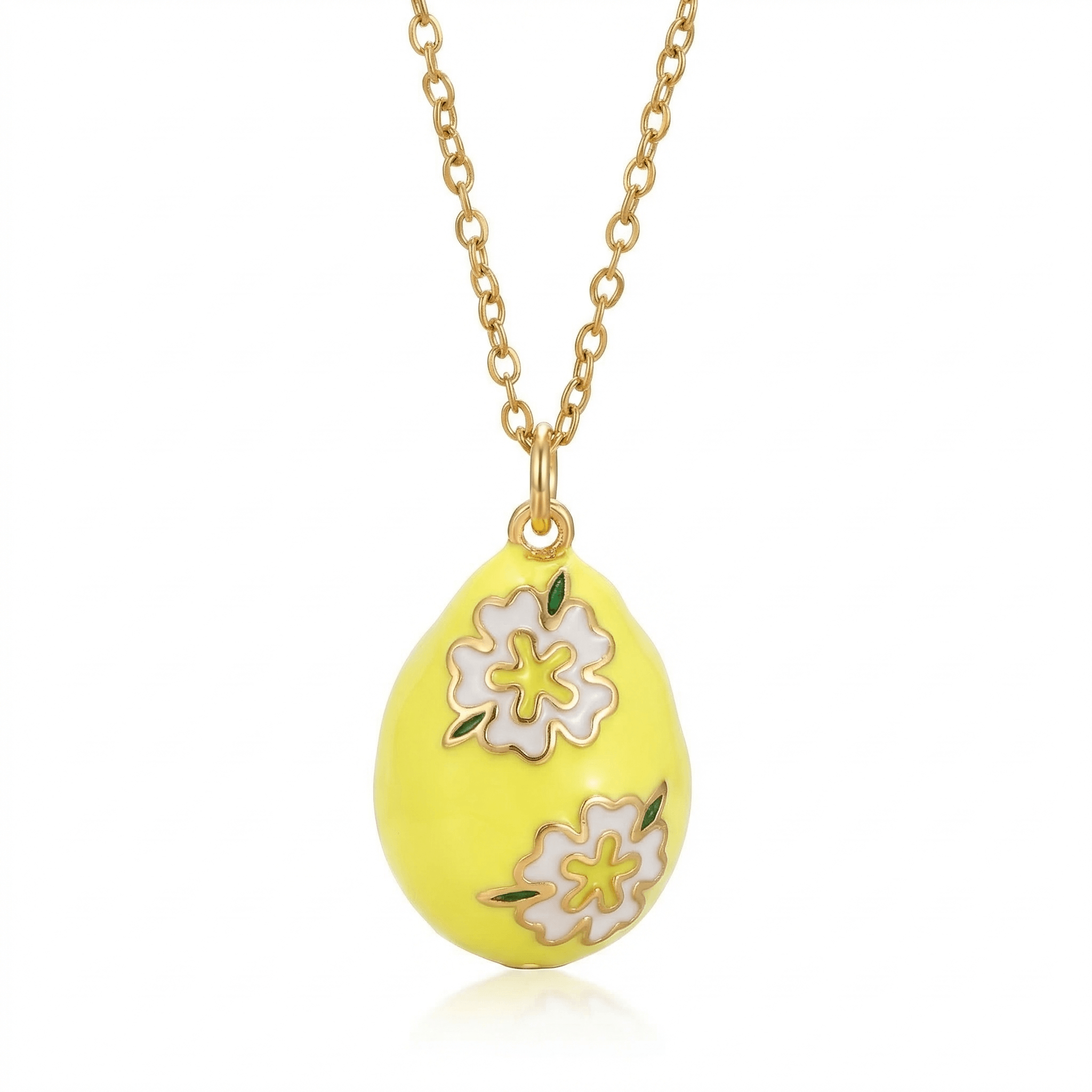 Yellow Flower Egg Necklace