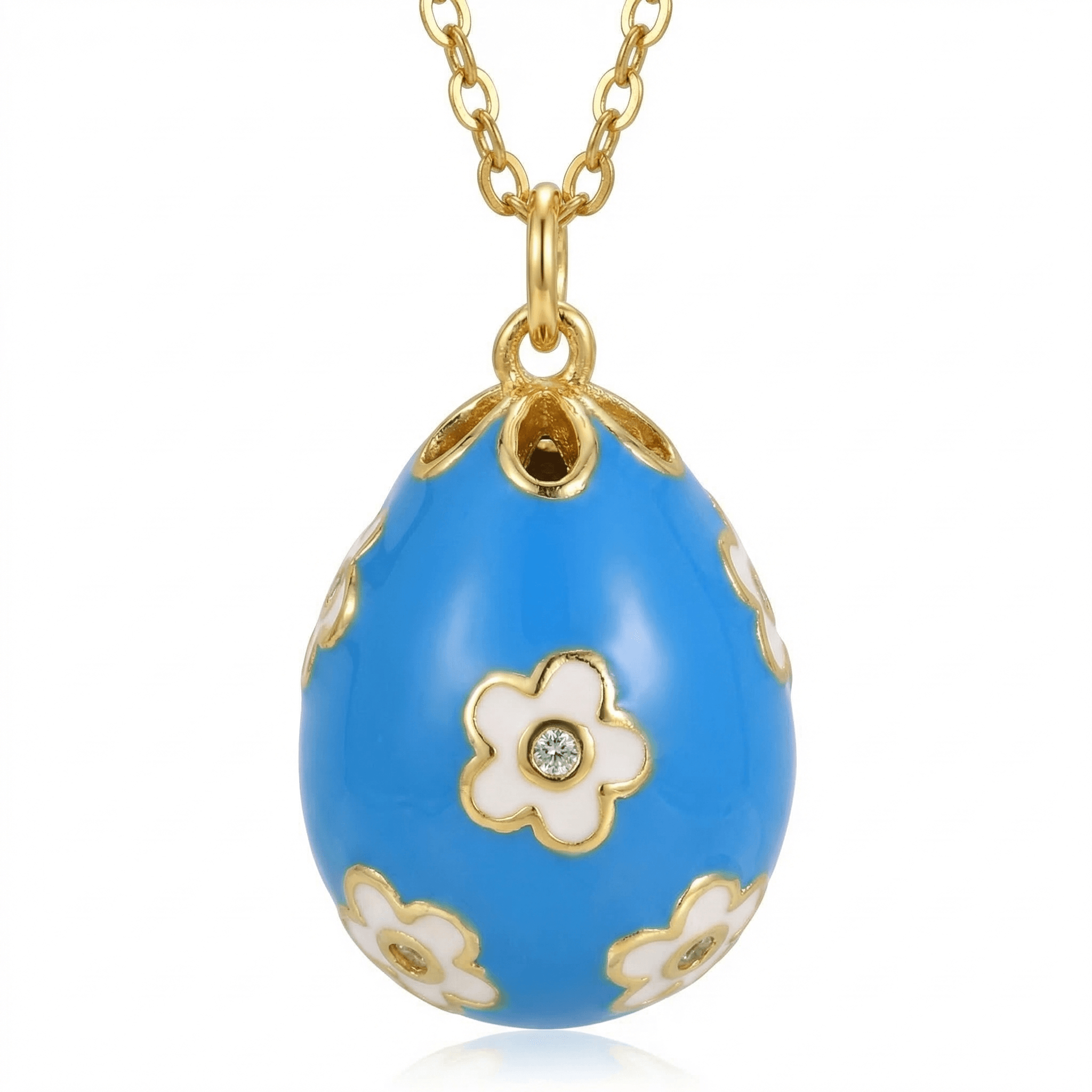 Blue Flower Egg Necklace