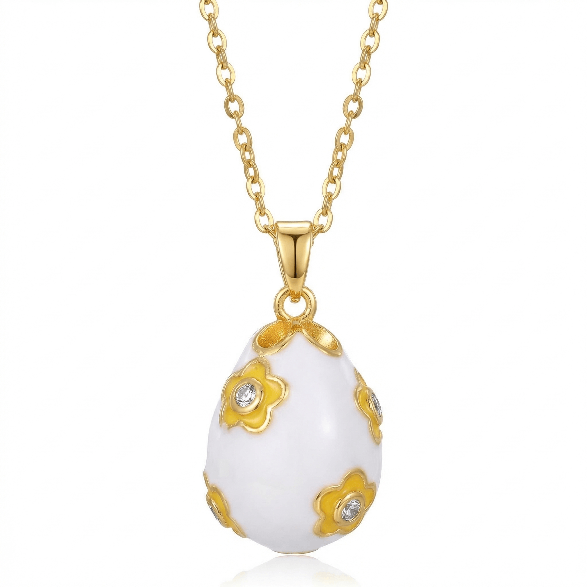 White Flower Egg Necklace