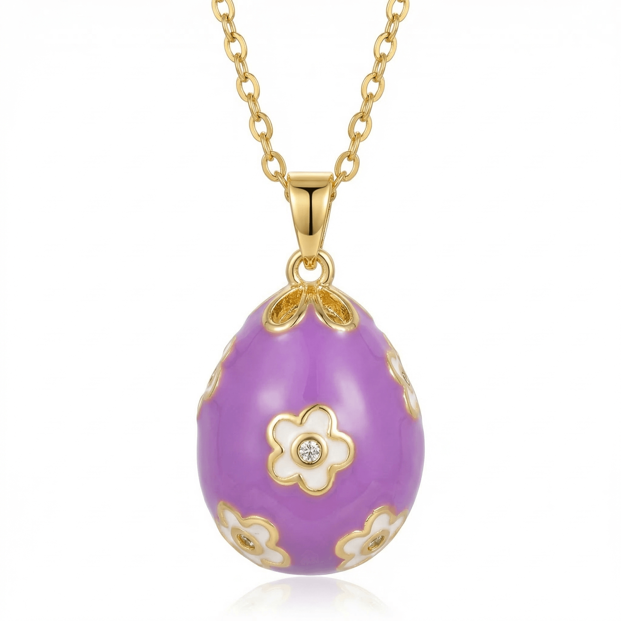 Purple Flower Egg Necklace