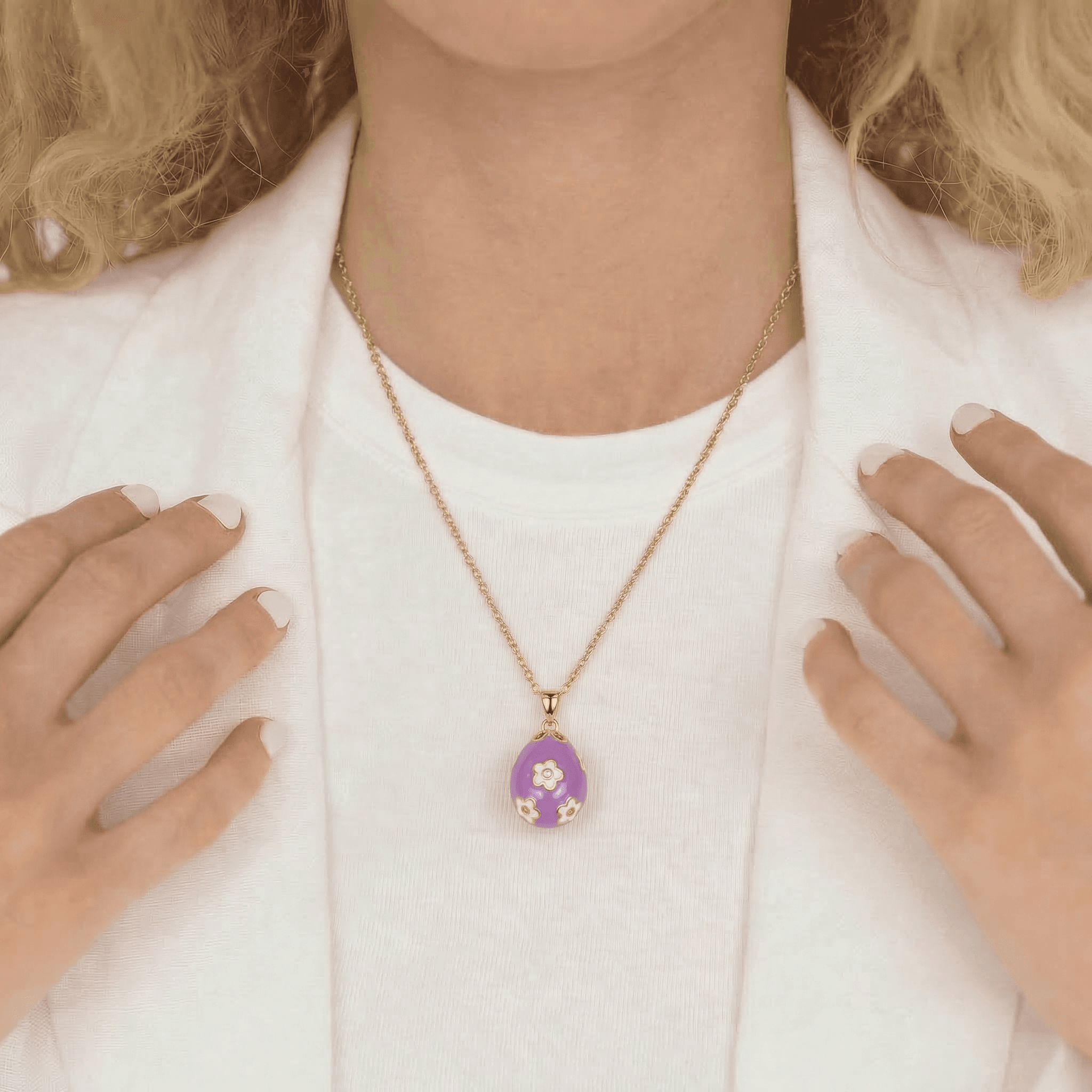 Purple Flower Egg Necklace