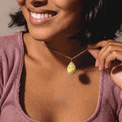Yellow Flower Egg Necklace