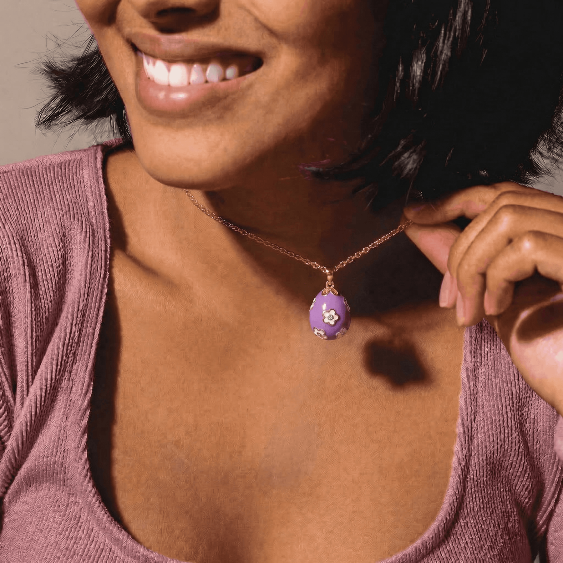 Purple Flower Egg Necklace
