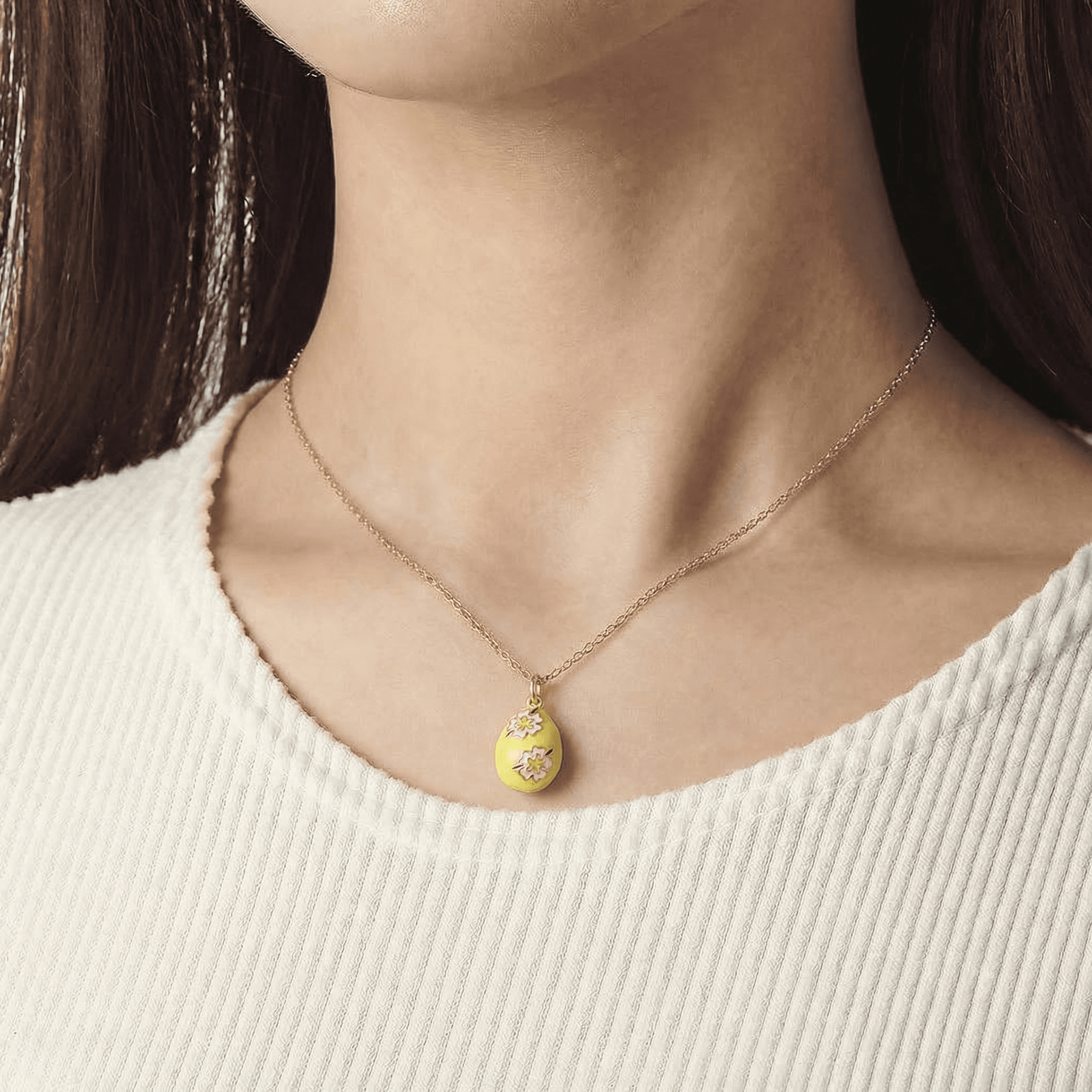 Yellow Flower Egg Necklace