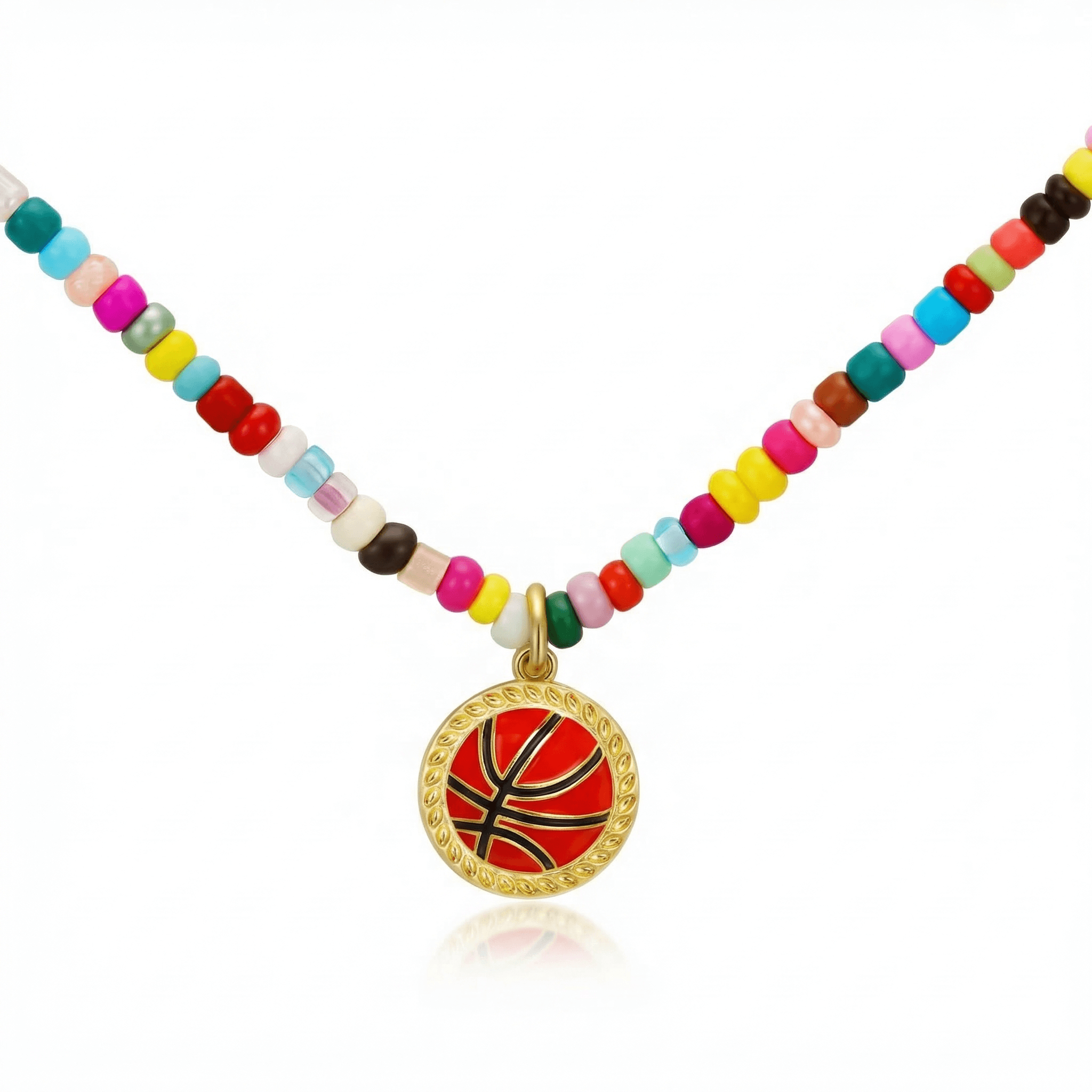 Colorful Seed Bead Basketball Necklace