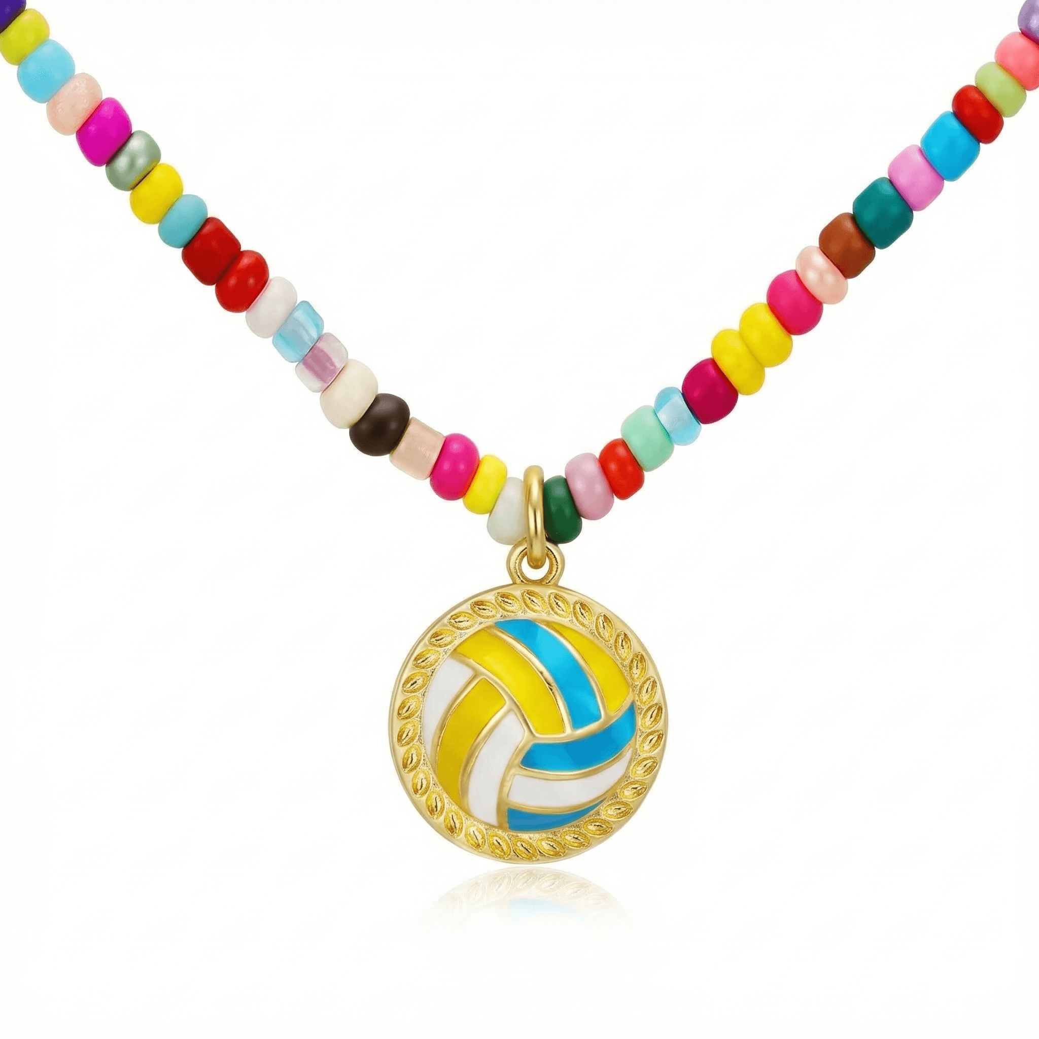 Colorful Seed Bead Volleyball Necklace