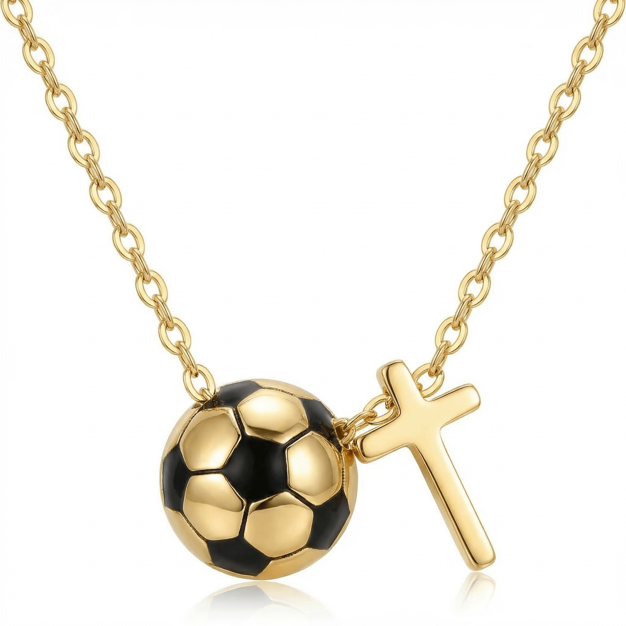 Soccer and Cross Necklace