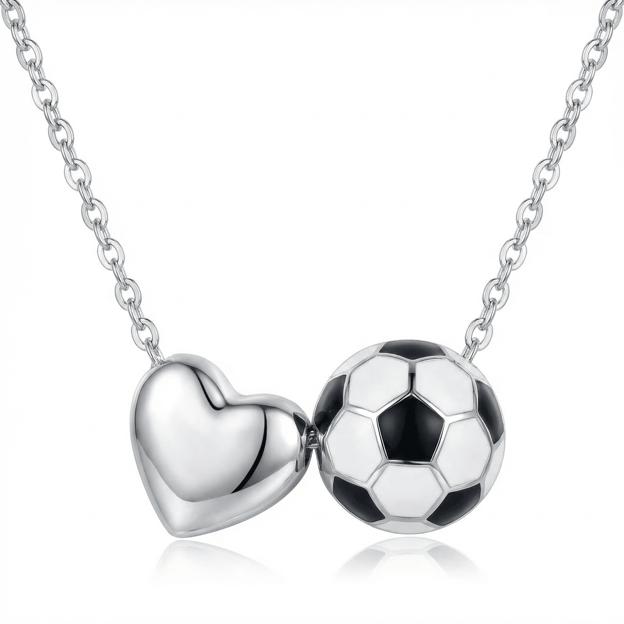 Heart and Soccer Ball Necklace