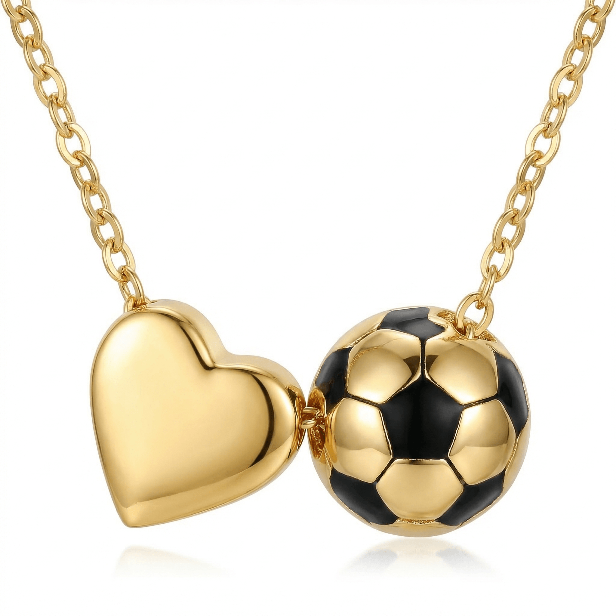 Heart and Soccer Ball Necklace
