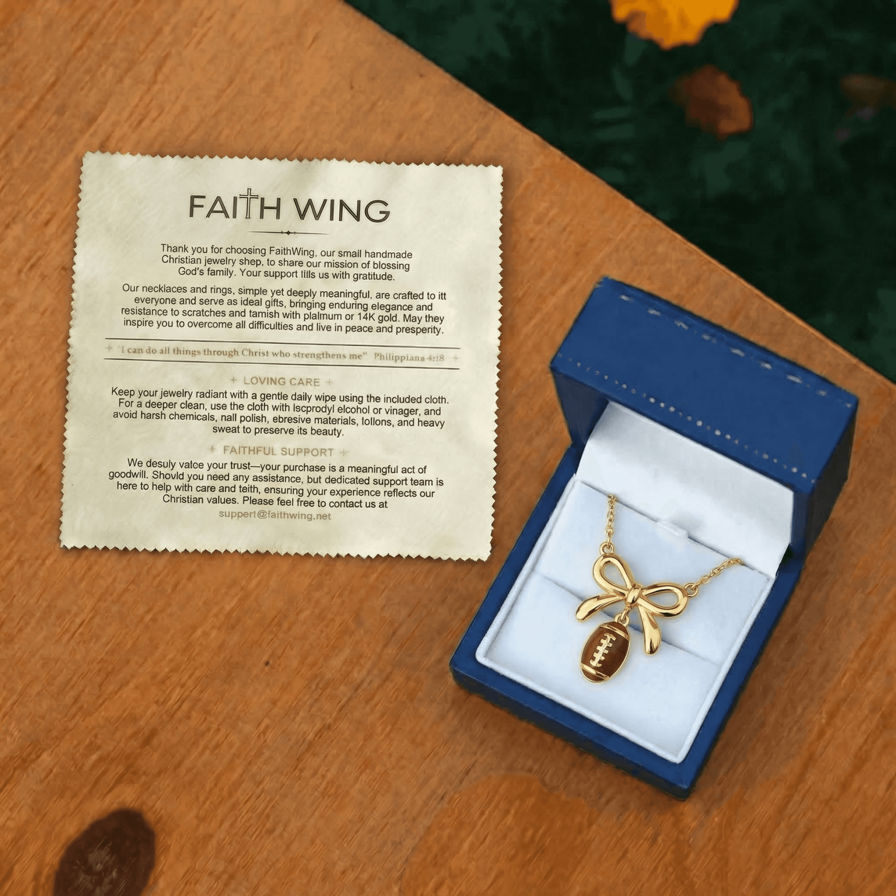 Football and Bow Necklace