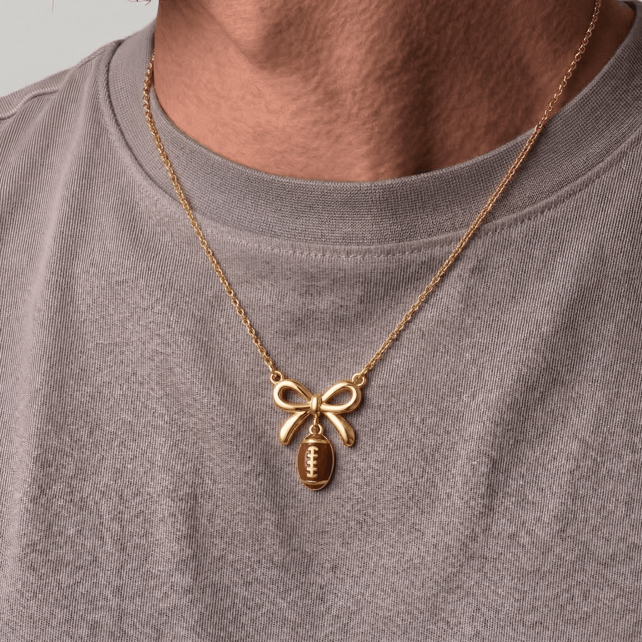 Football and Bow Necklace