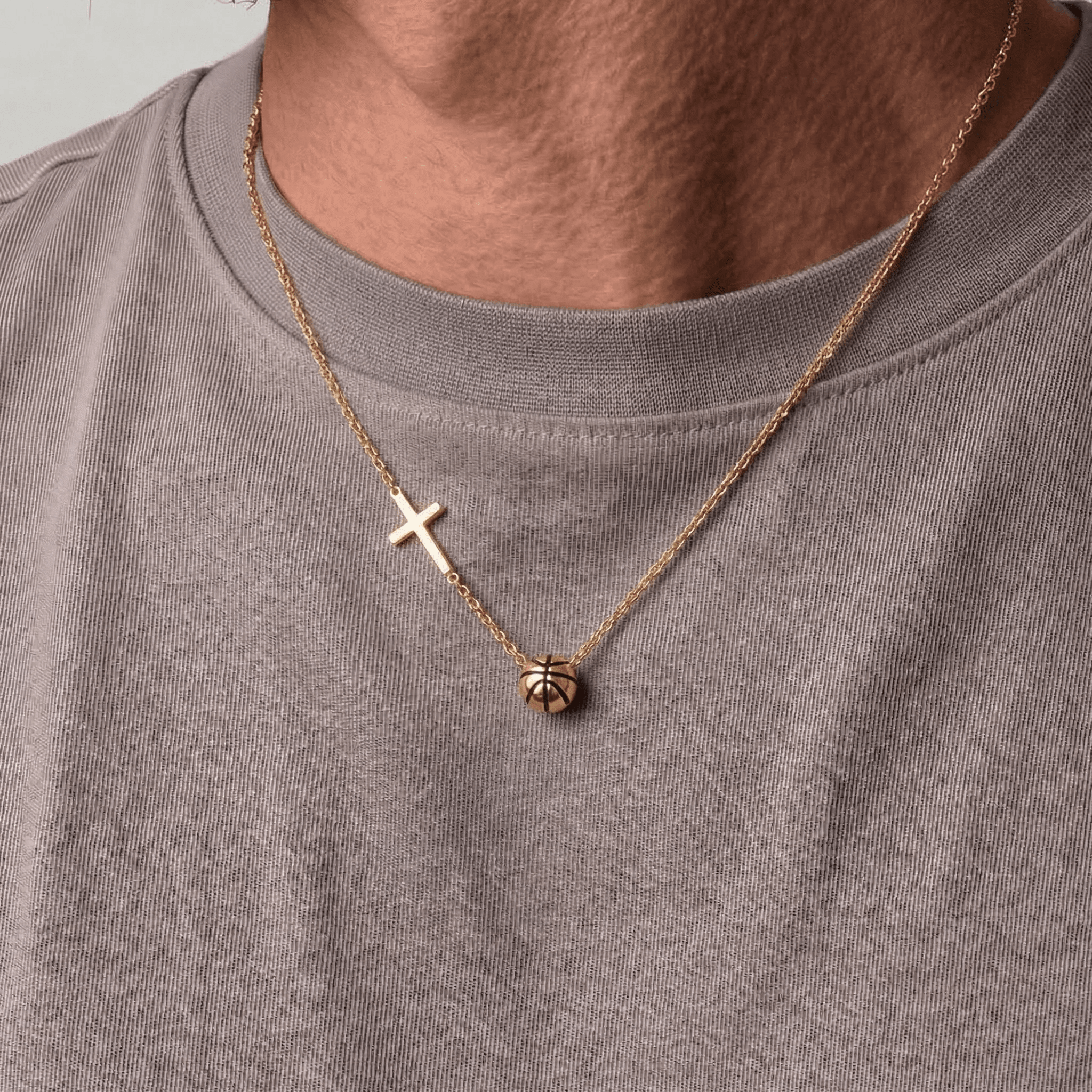 Basketball & Cross Charm Necklace