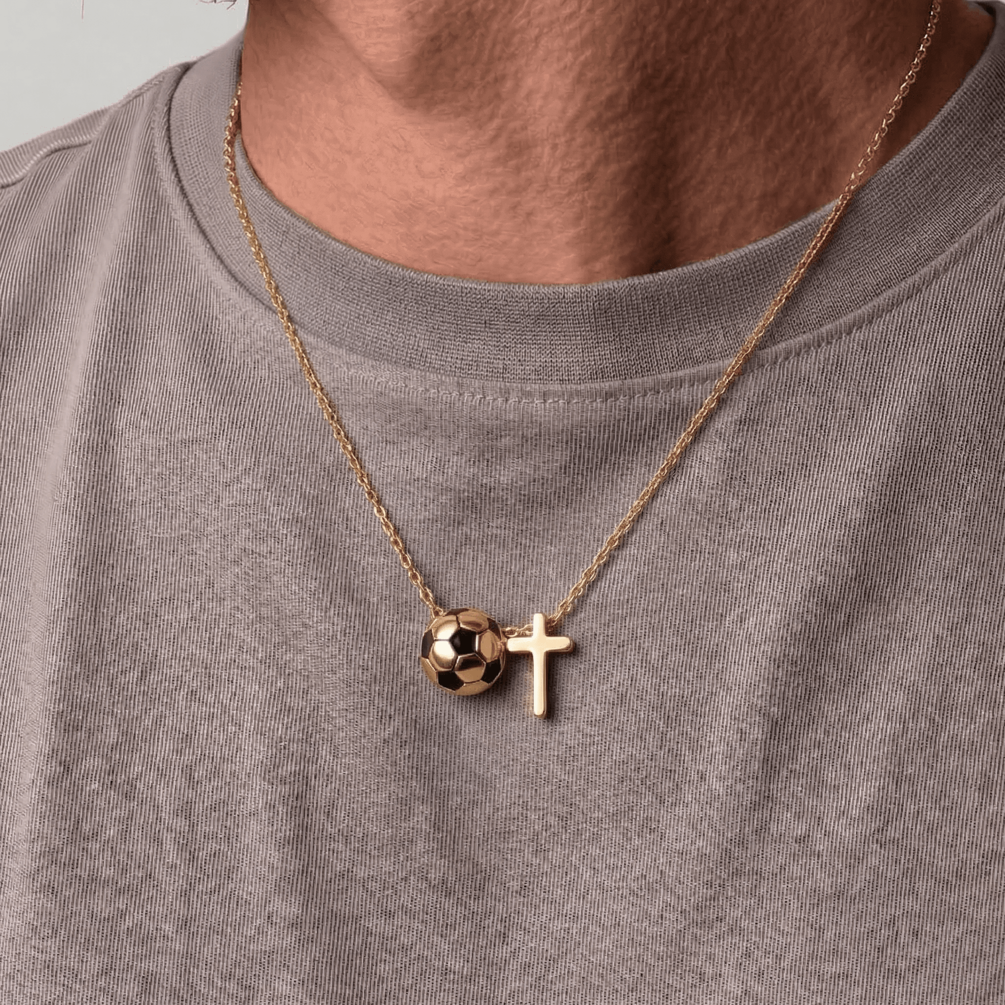 Soccer and Cross Necklace