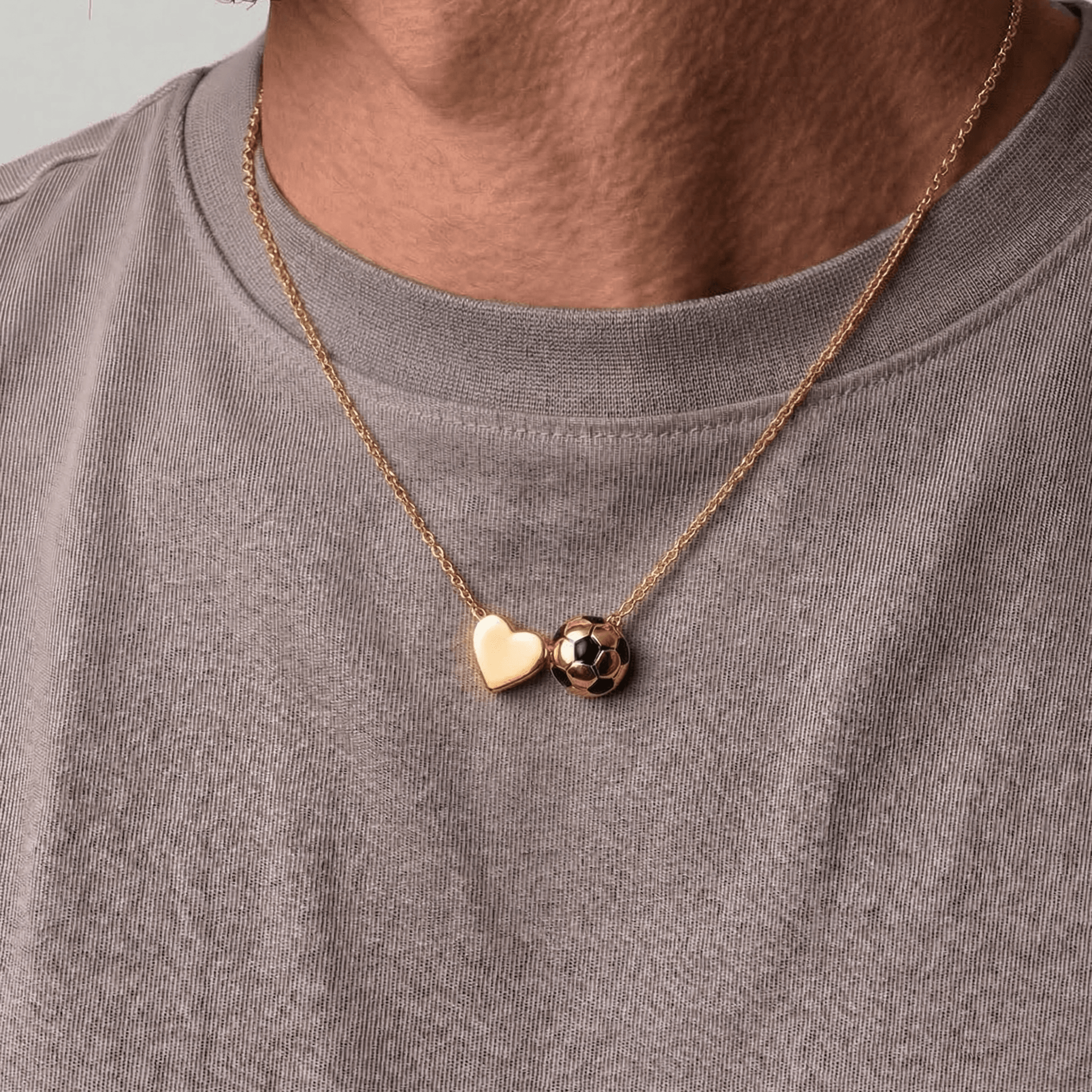 Heart and Soccer Ball Necklace