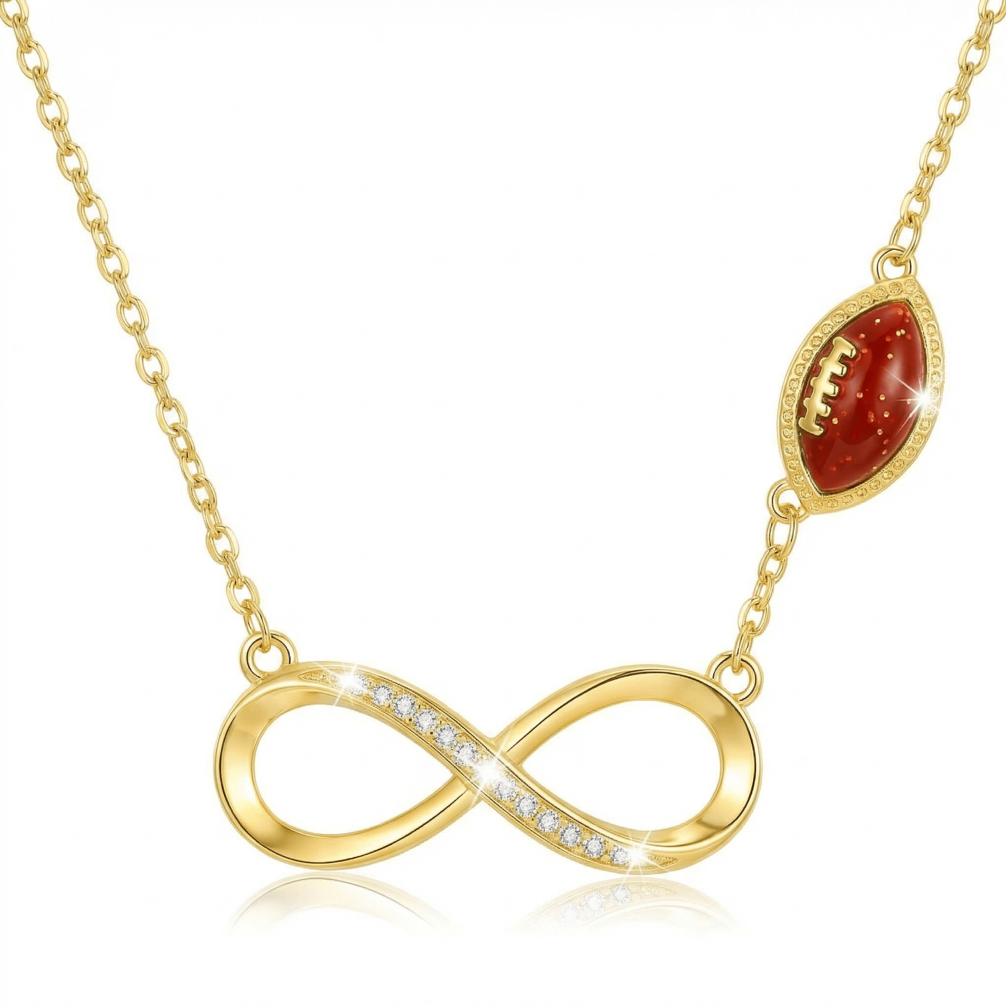 Gold Plated Copper CZ Infinity Football Necklace