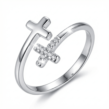 Shining Diamond Cross Ring