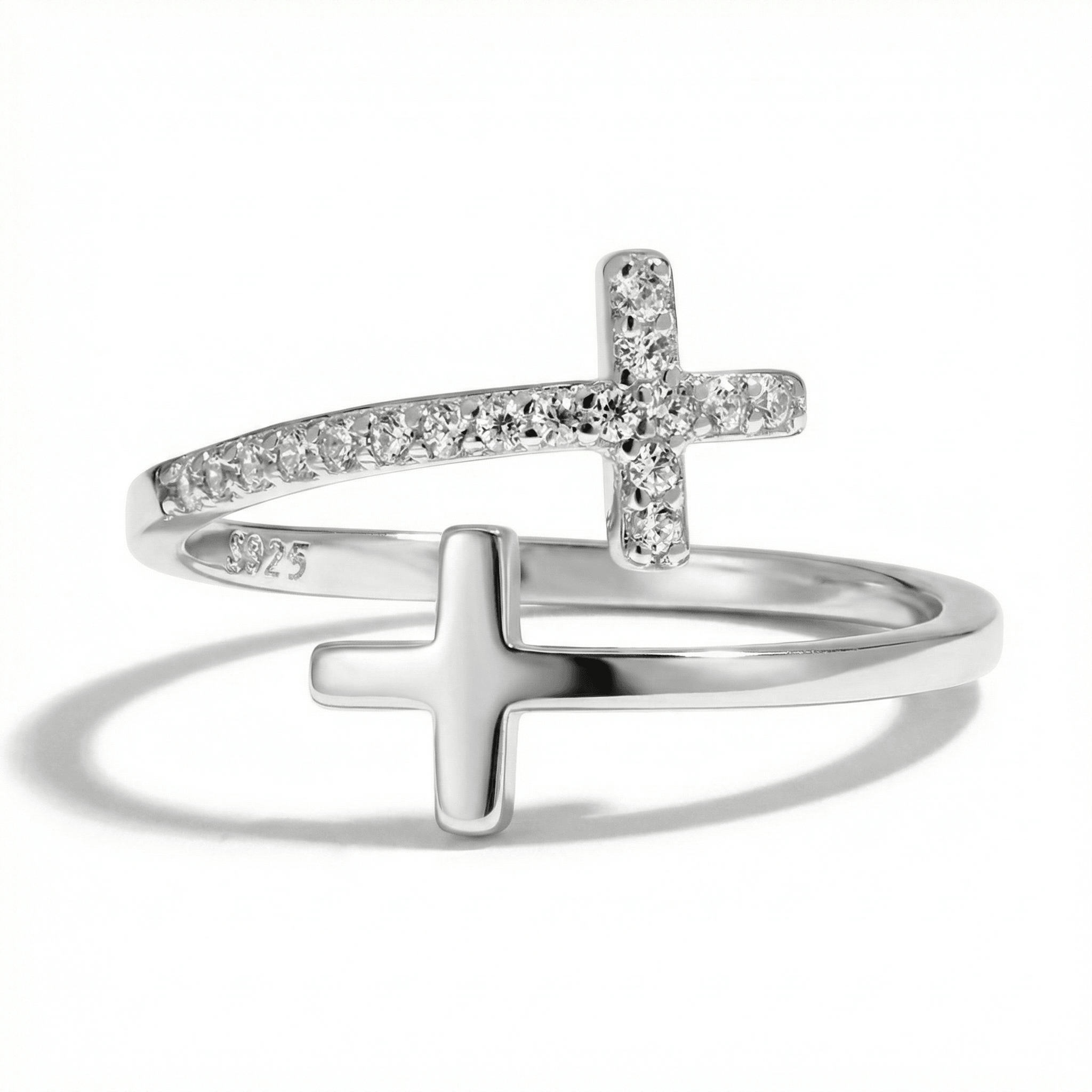 Shining Diamond Double Cross Ring