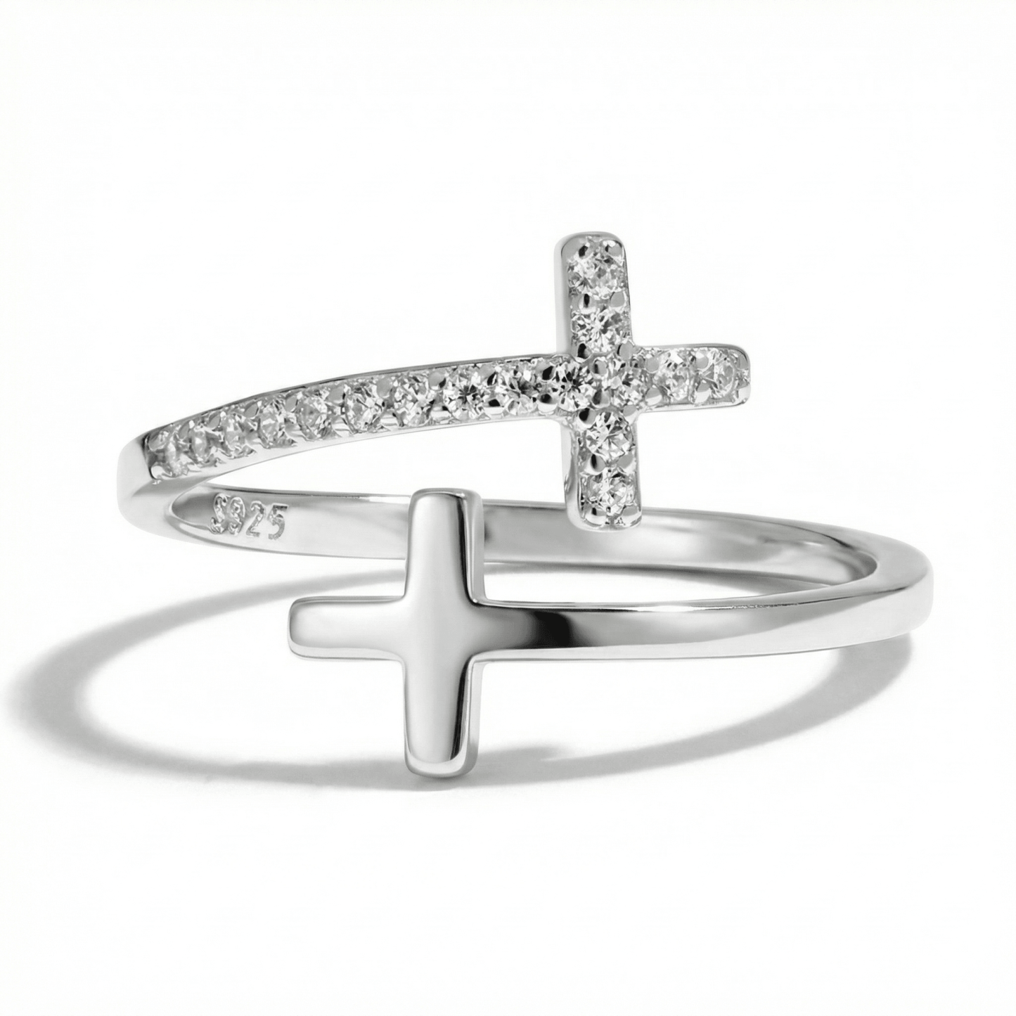 Shining Diamond Double Cross Ring