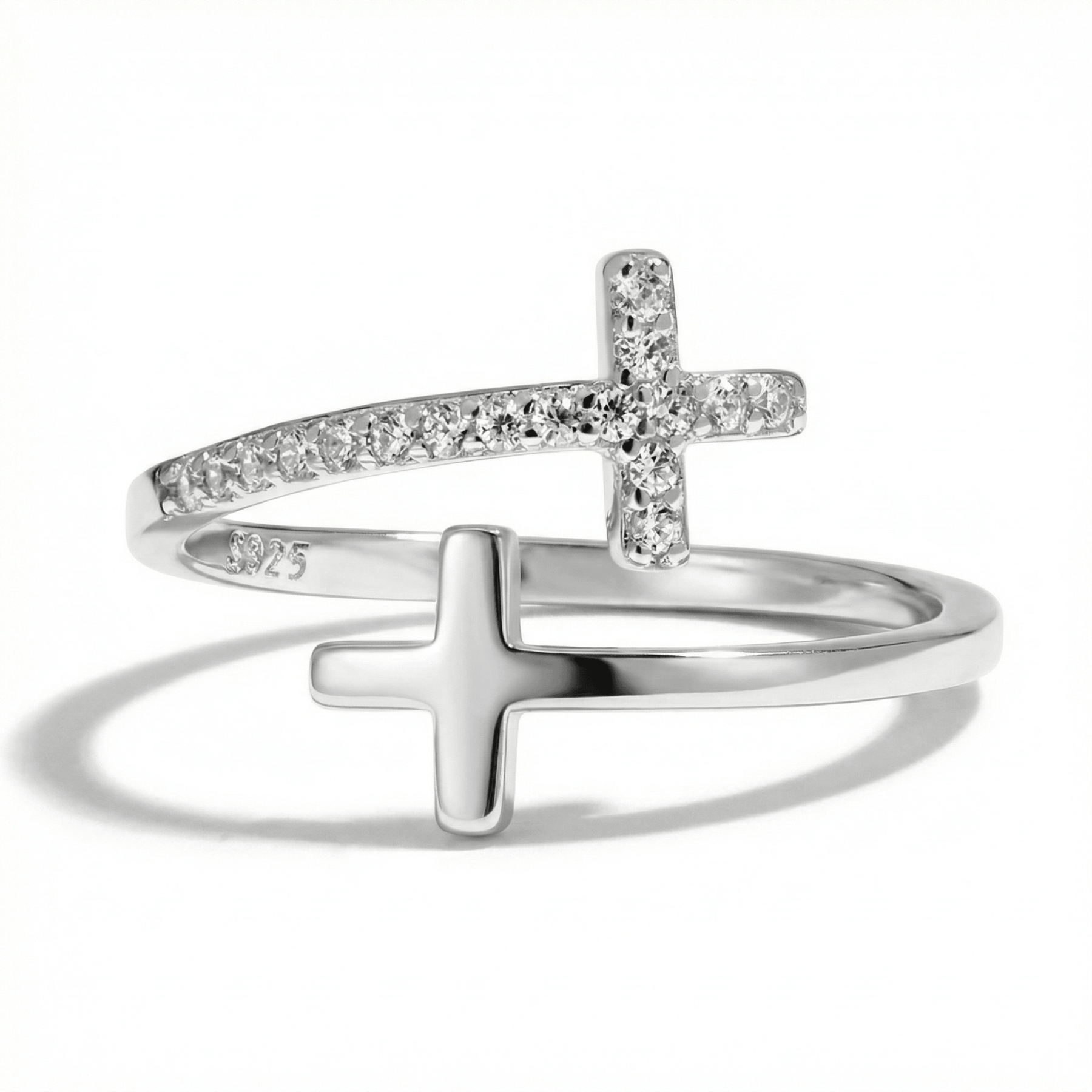 Shining Diamond Double Cross Ring