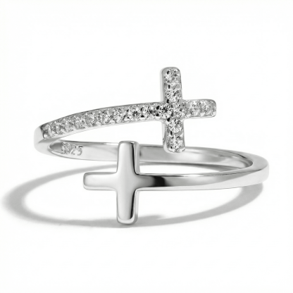 Shining Diamond Double Cross Ring