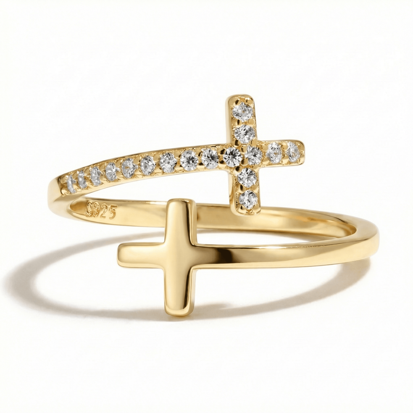 Shining Diamond Double Cross Ring