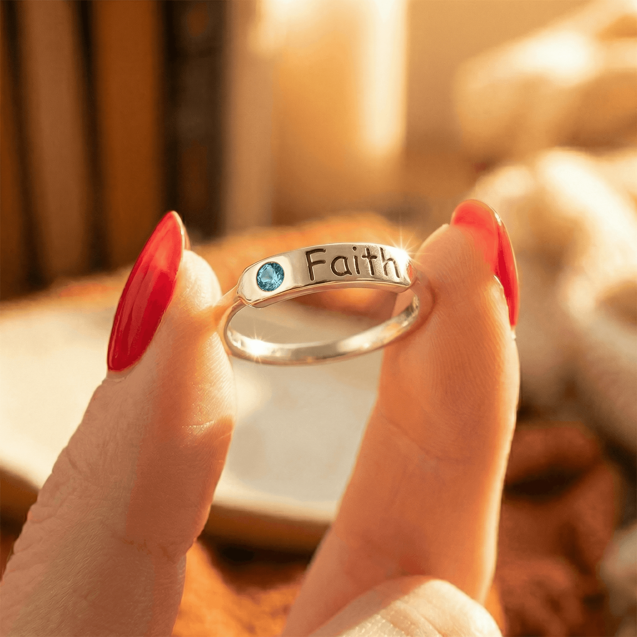Faith - Minimalist Engraved Nameplate Ring