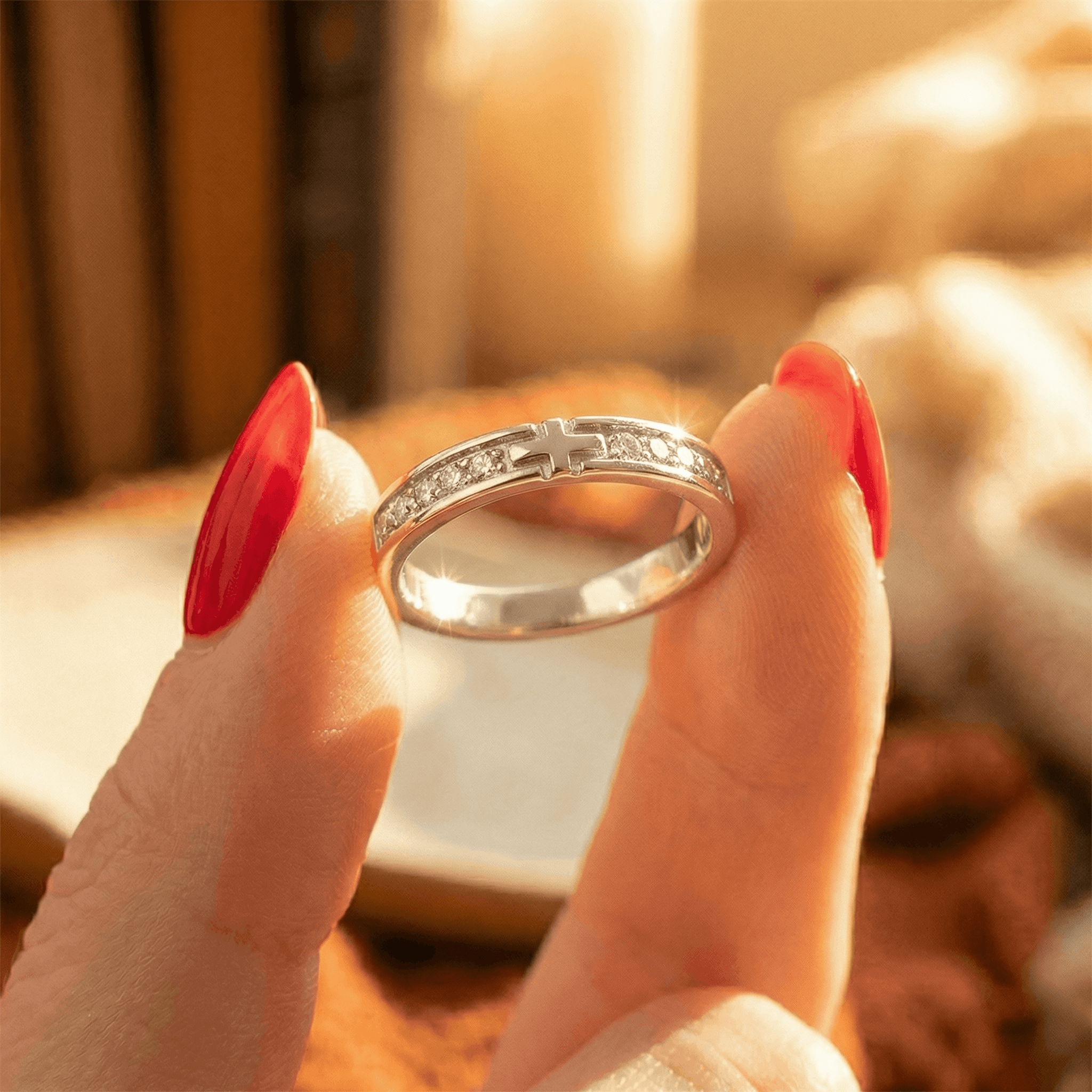 Small Cross Shining Ring