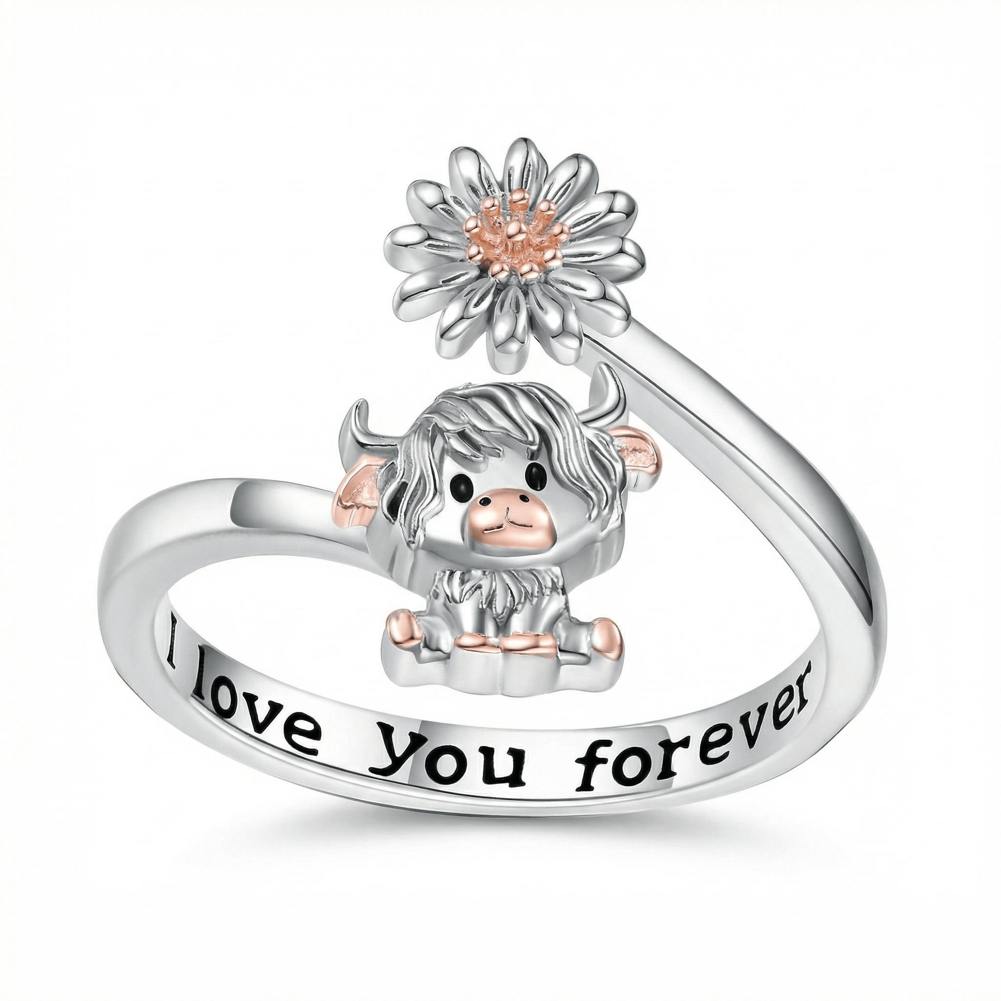 Highland Cattle with Flower Ring