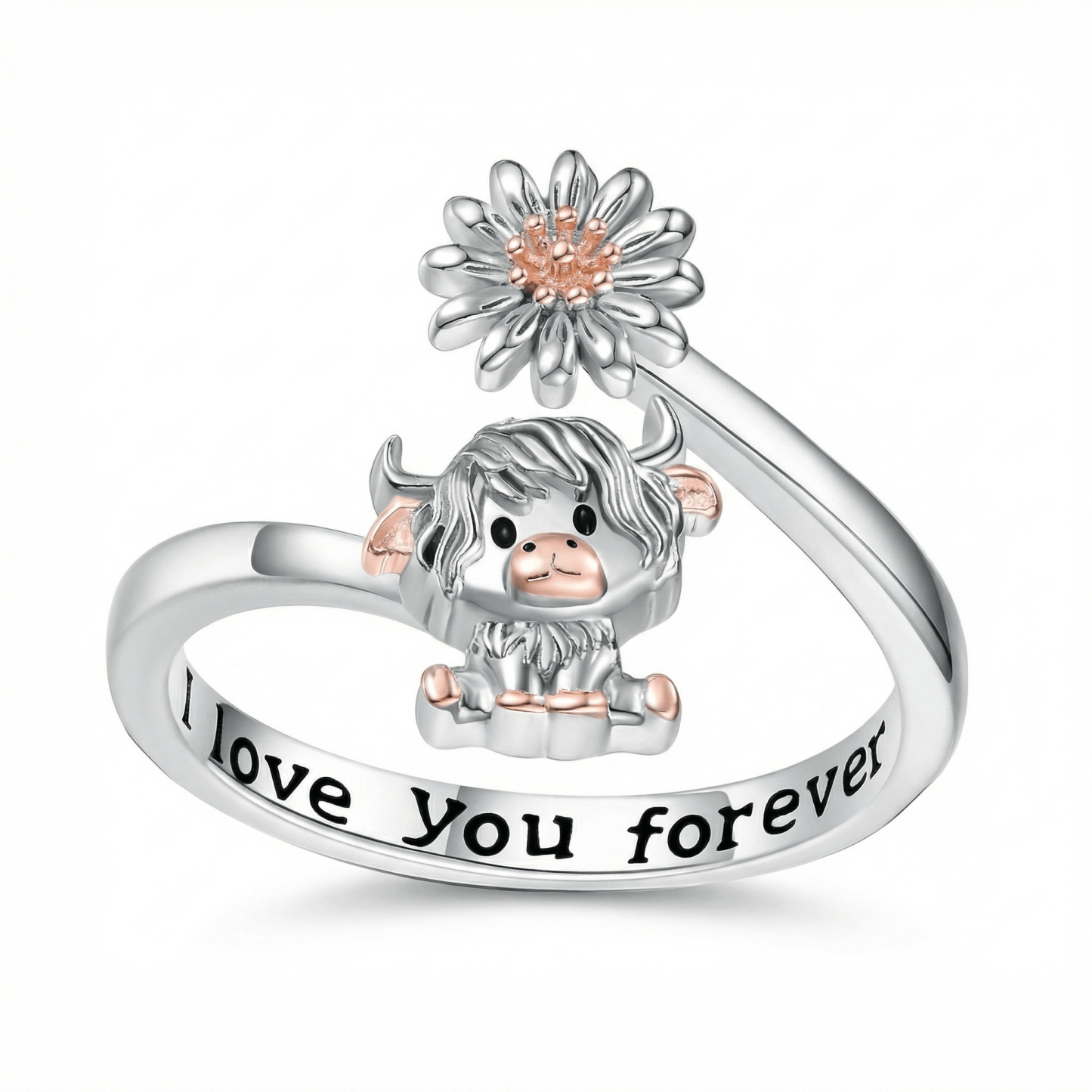 Highland Cattle with Flower Ring