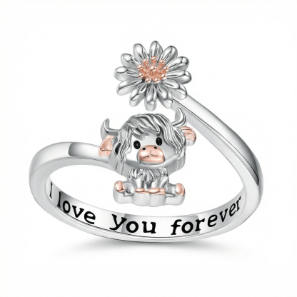 Highland Cattle with Flower Ring