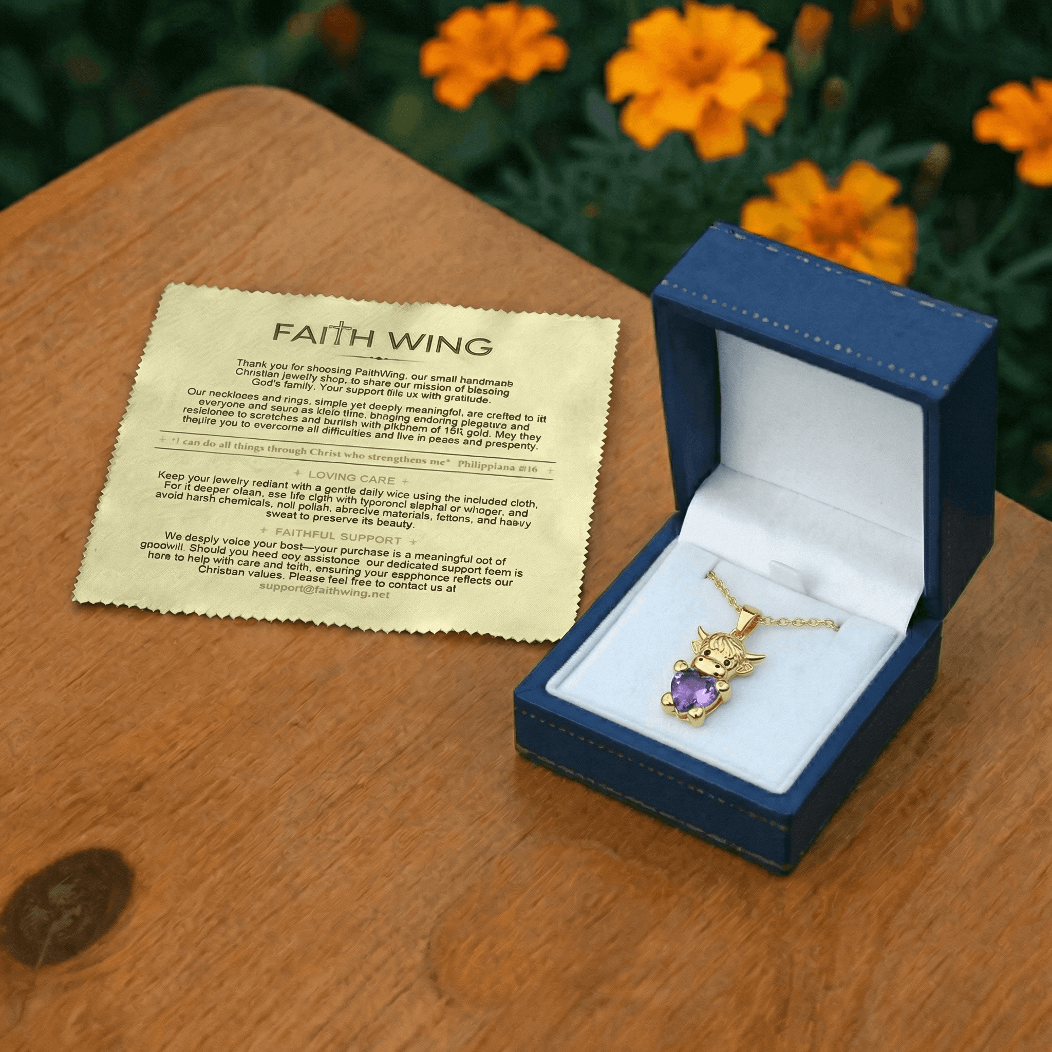I Love Highland cattle Necklace