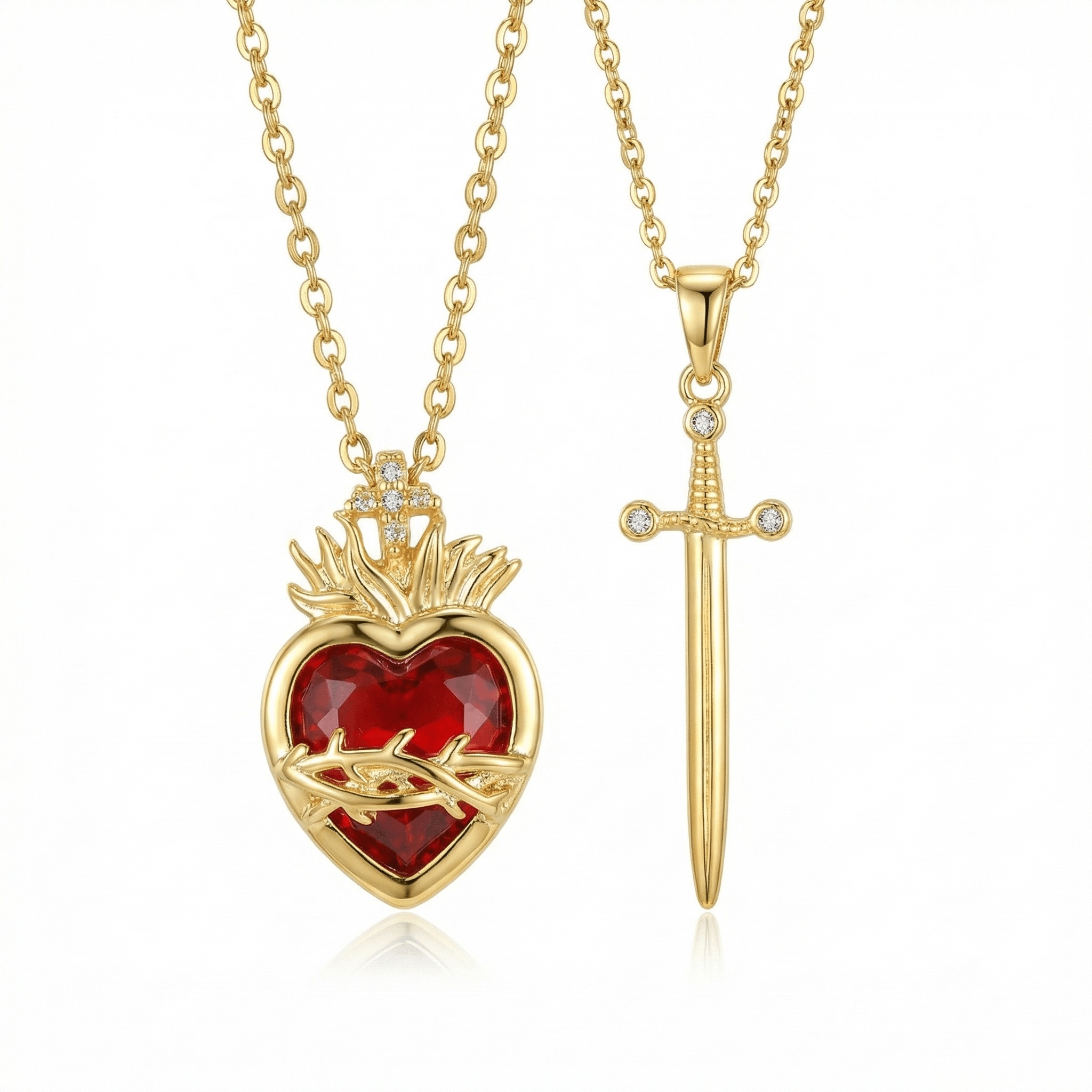 The Sacred Heart & Sword Necklace