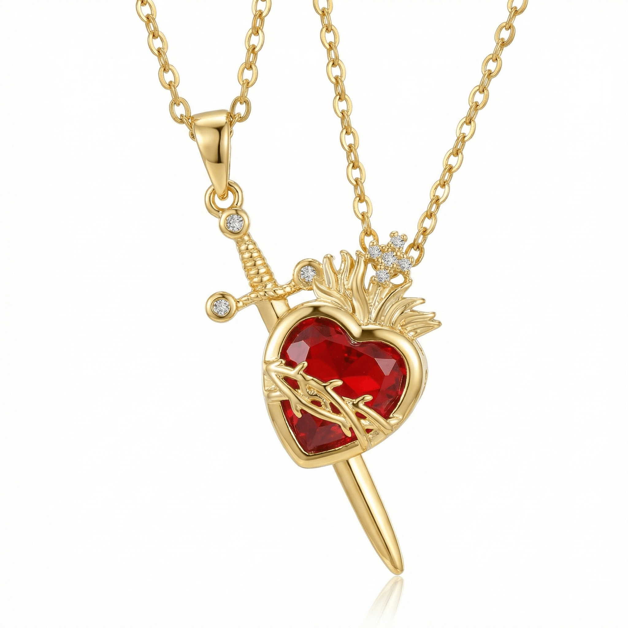The Sacred Heart & Sword Necklace