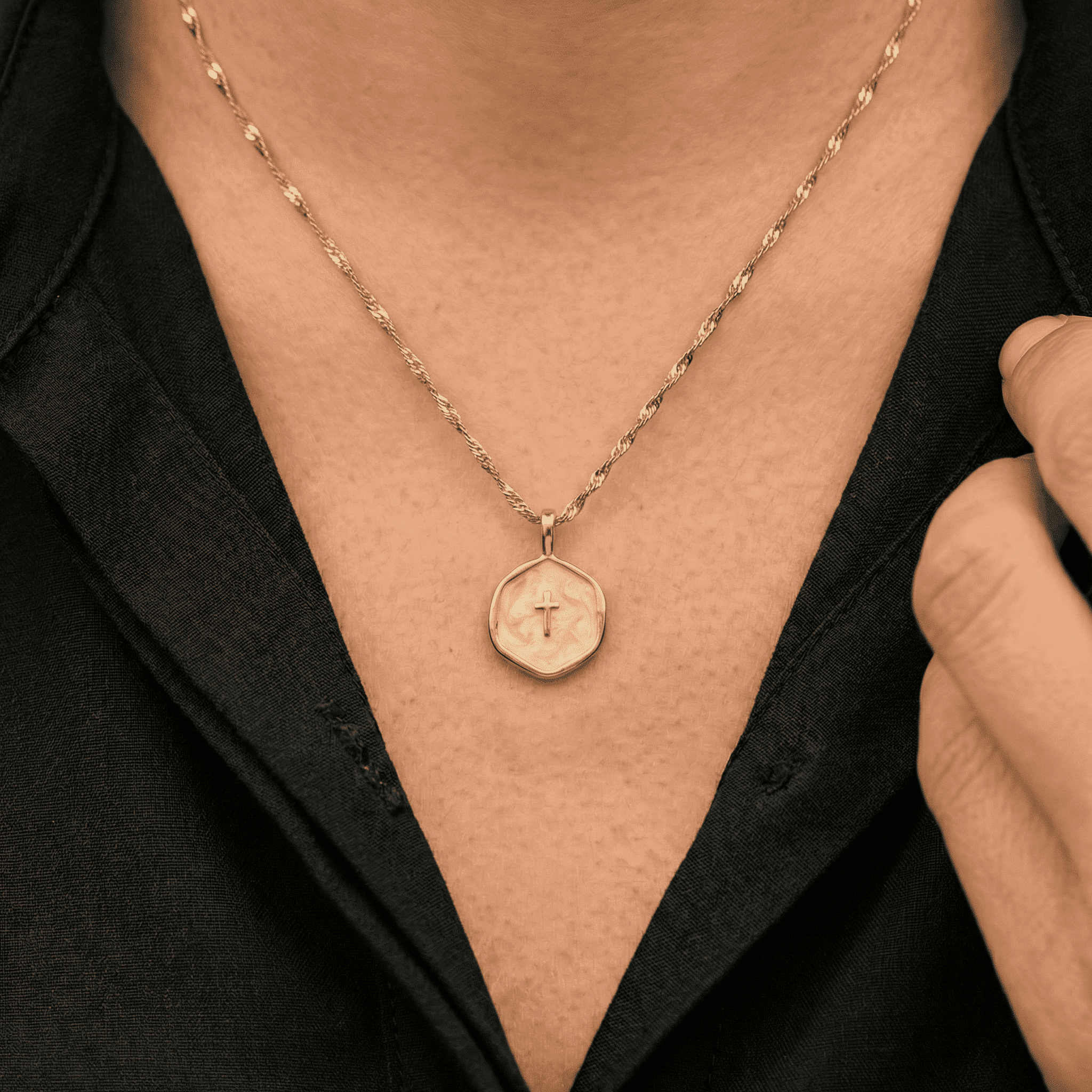 Gold Plated Waterproof Enamel Cross Pendant Necklace