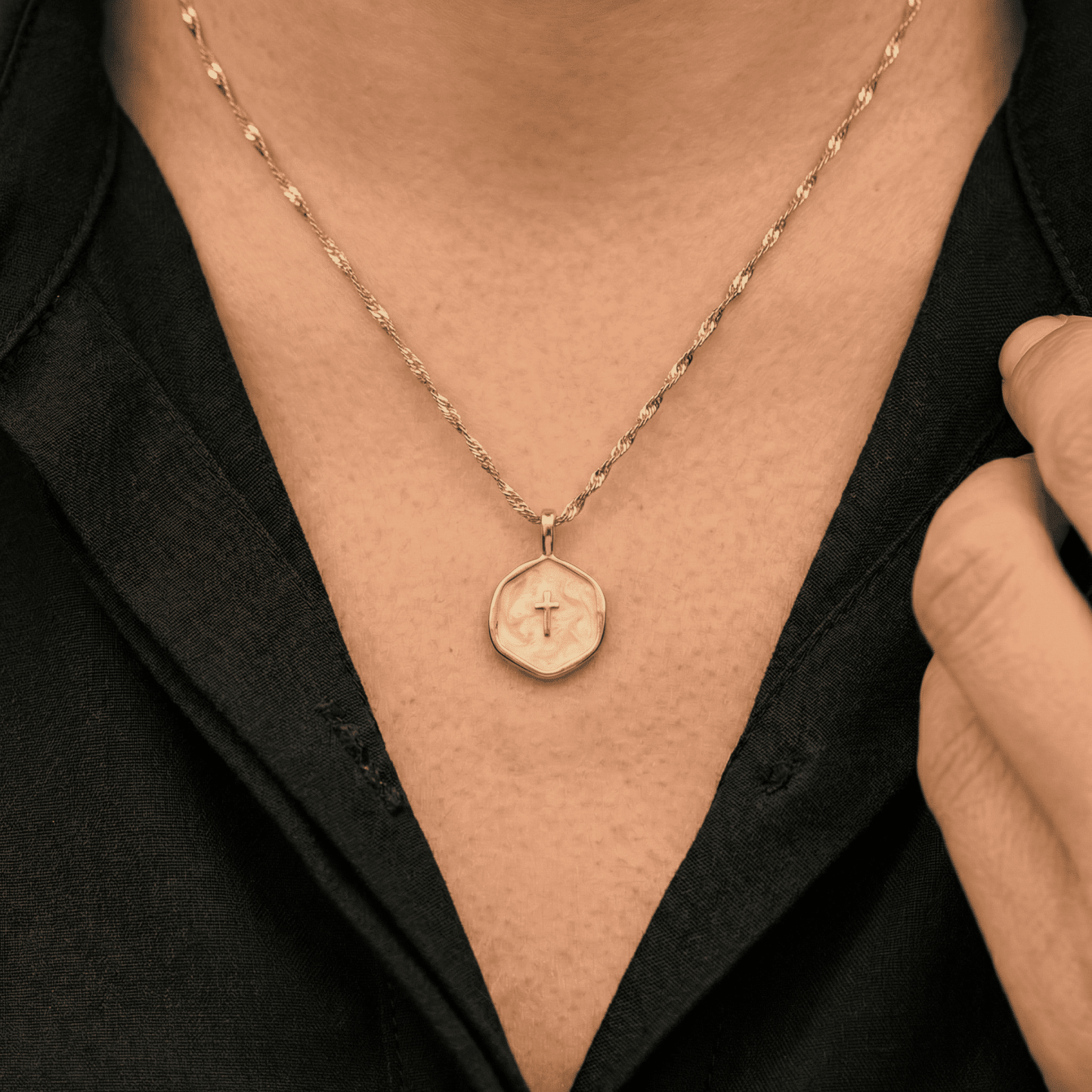 Gold Plated Waterproof Enamel Cross Pendant Necklace