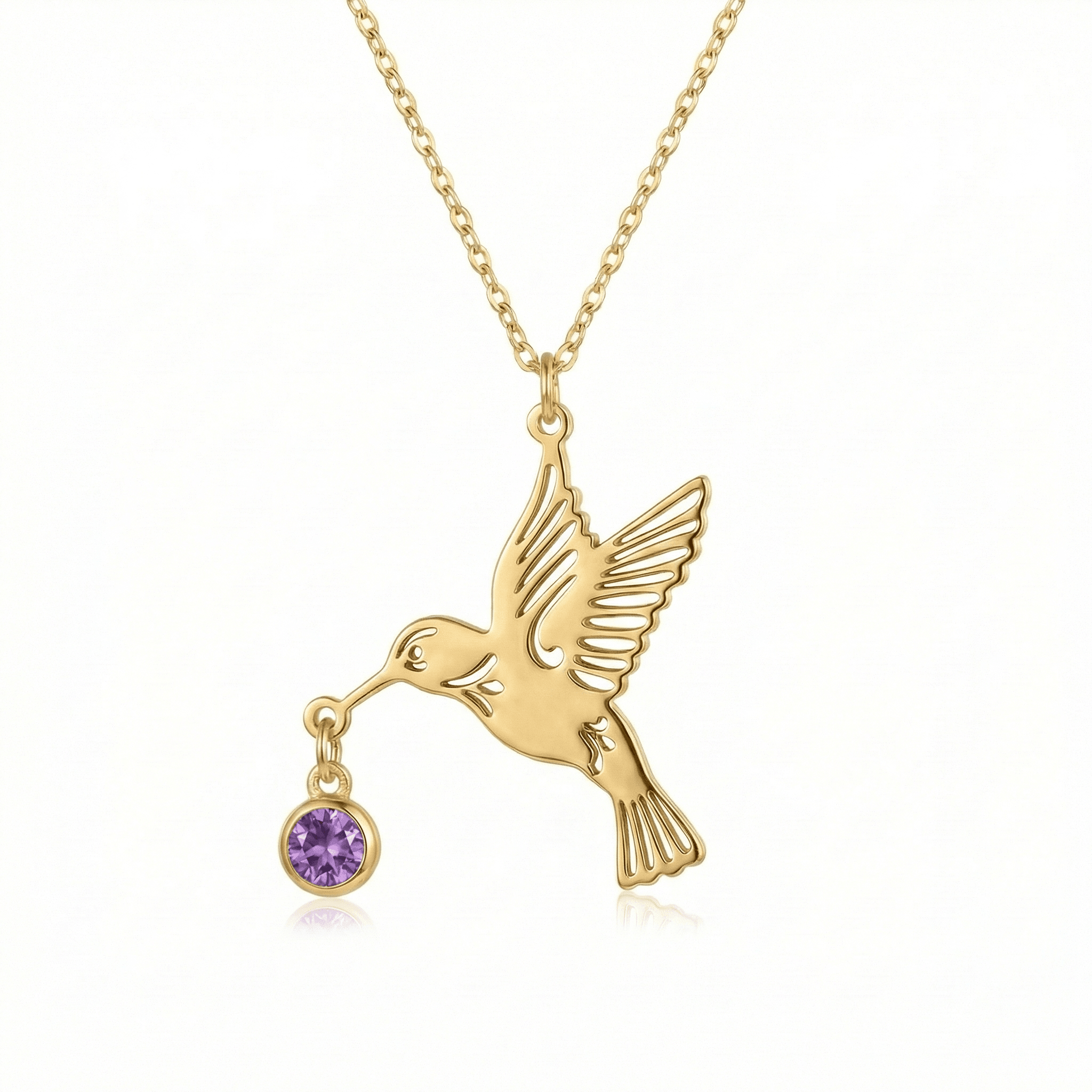 Hummingbird necklace (Birthstone)