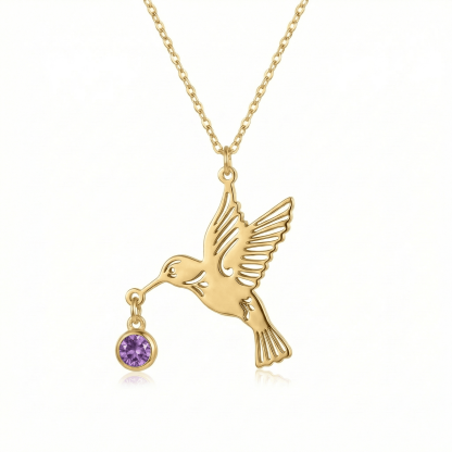 Hummingbird necklace (Birthstone)
