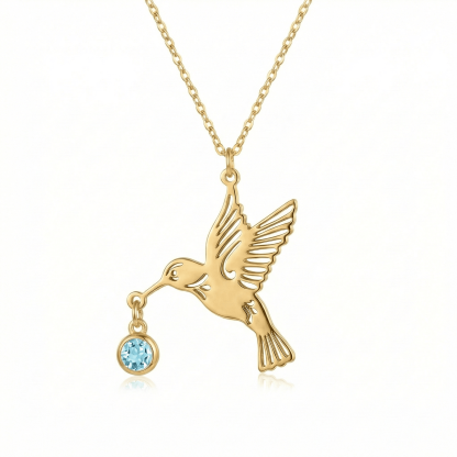 Hummingbird necklace (Birthstone)