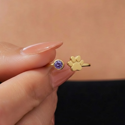 Paw Birthstone Ring