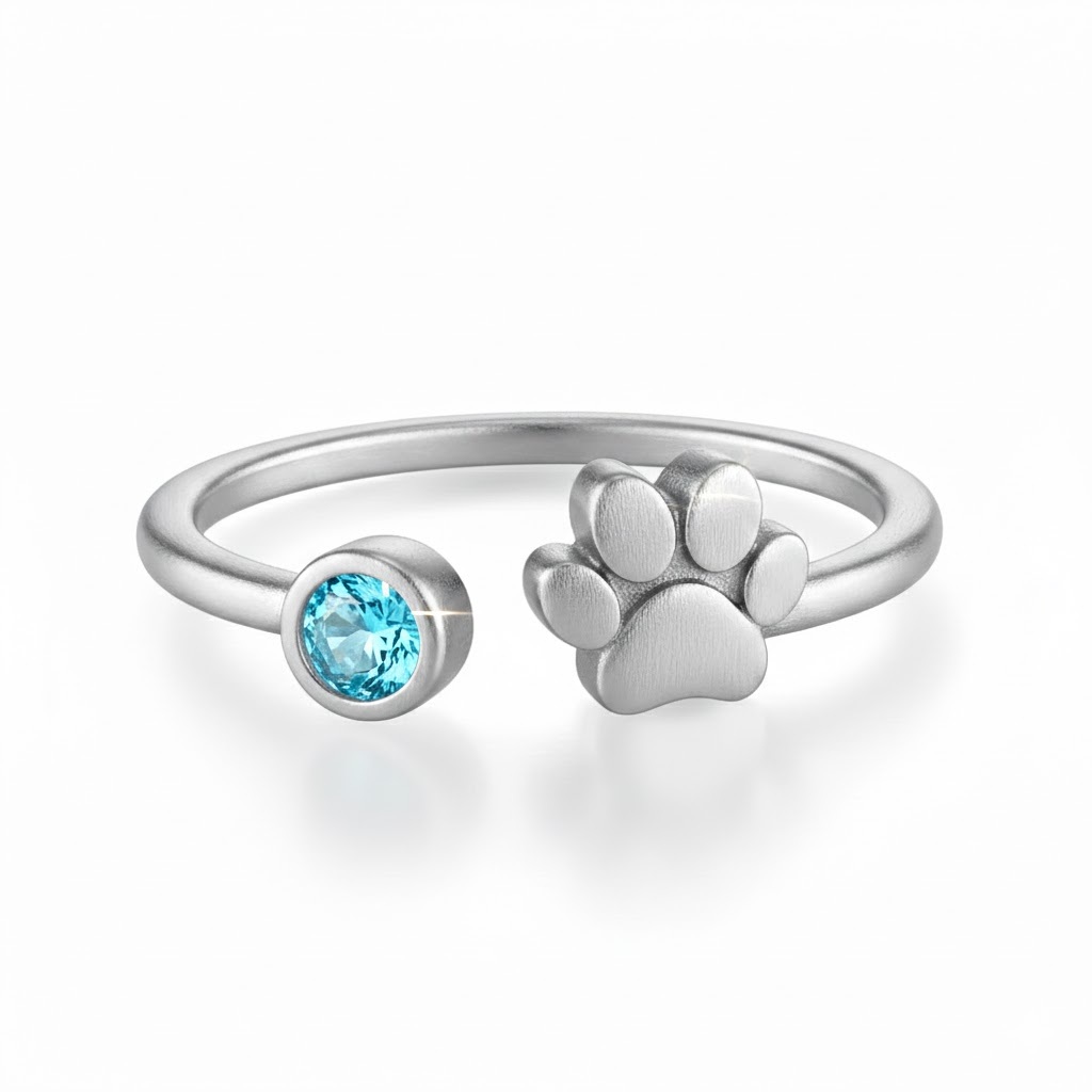 Paw Birthstone Ring