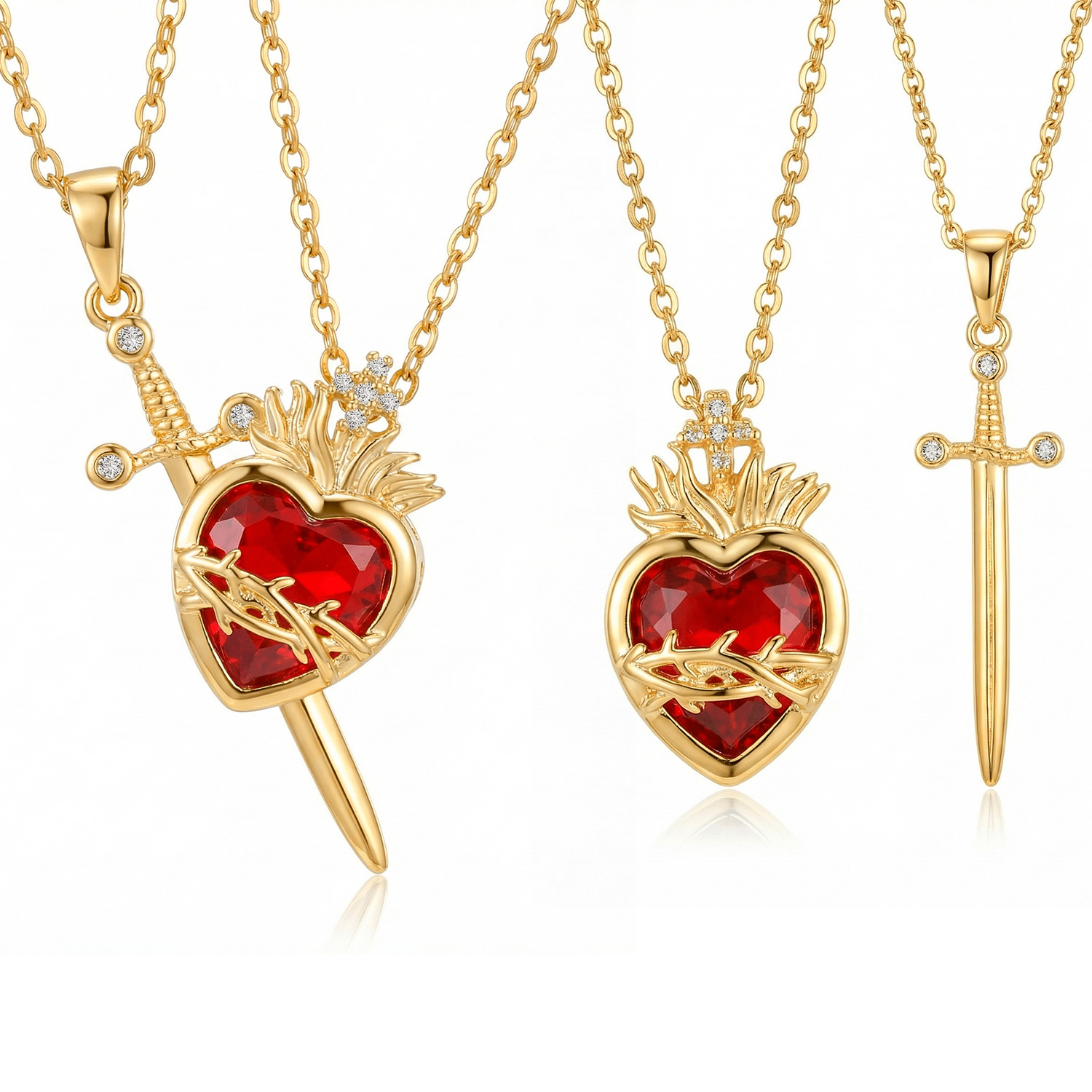 The Sacred Heart & Sword Necklace