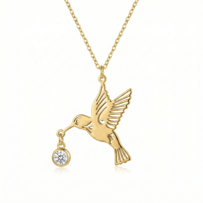 Hummingbird necklace (Birthstone)