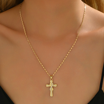 歐美跨境熱銷銅鋯石十字架項鍊時尚高級感diy設計百搭飾品配飾女