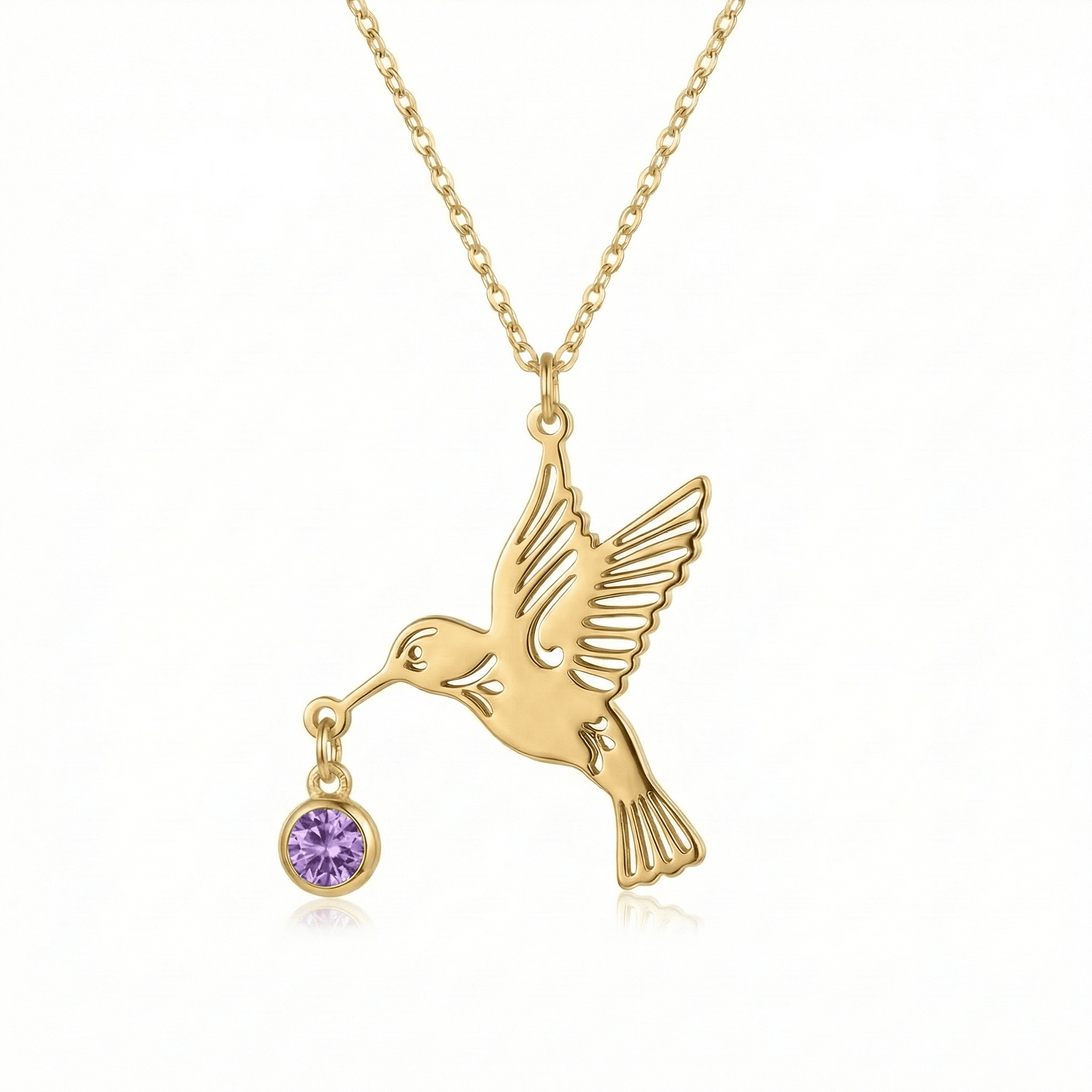 Hummingbird necklace (Birthstone)
